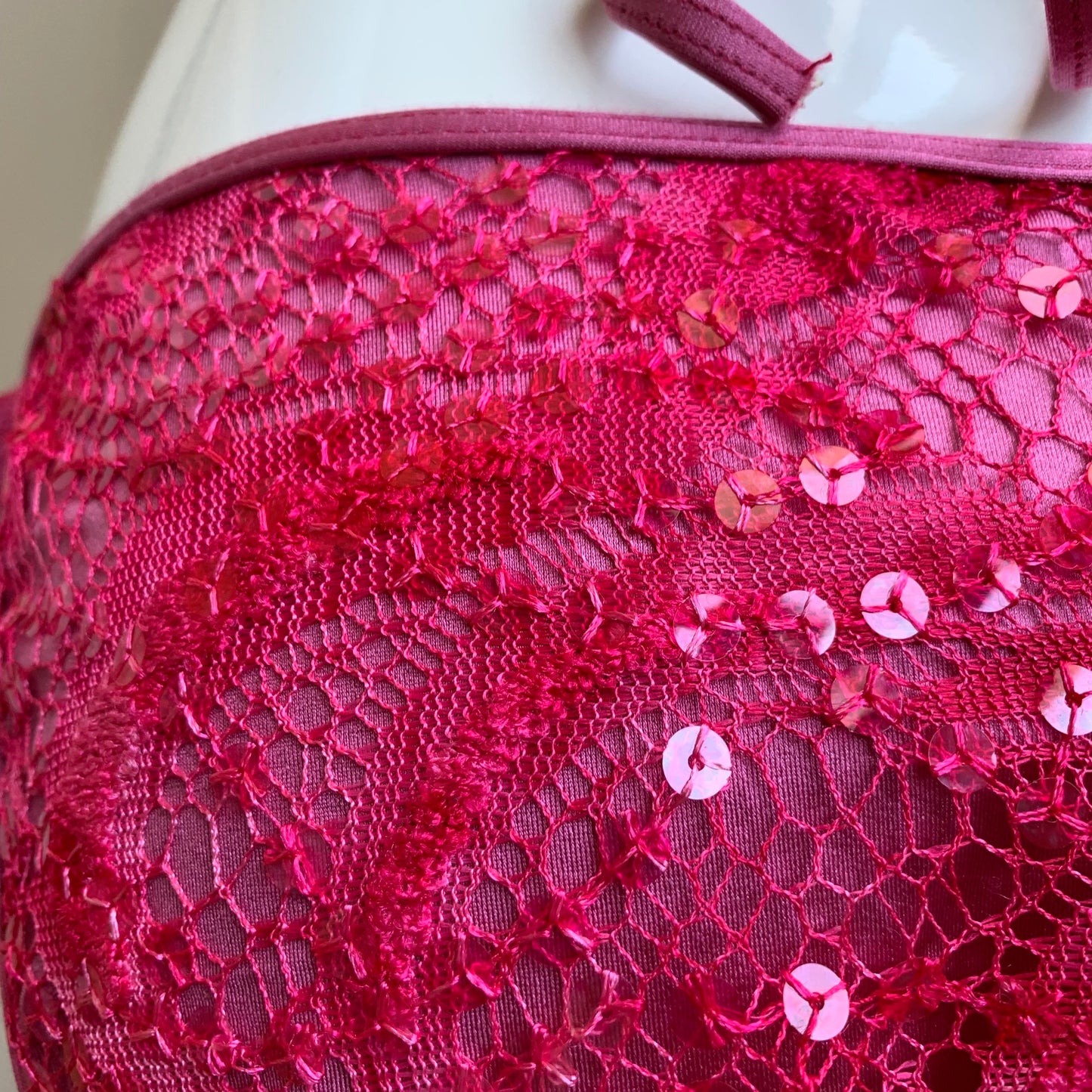 Sauvage california pink sequins triangle top tie side bikini