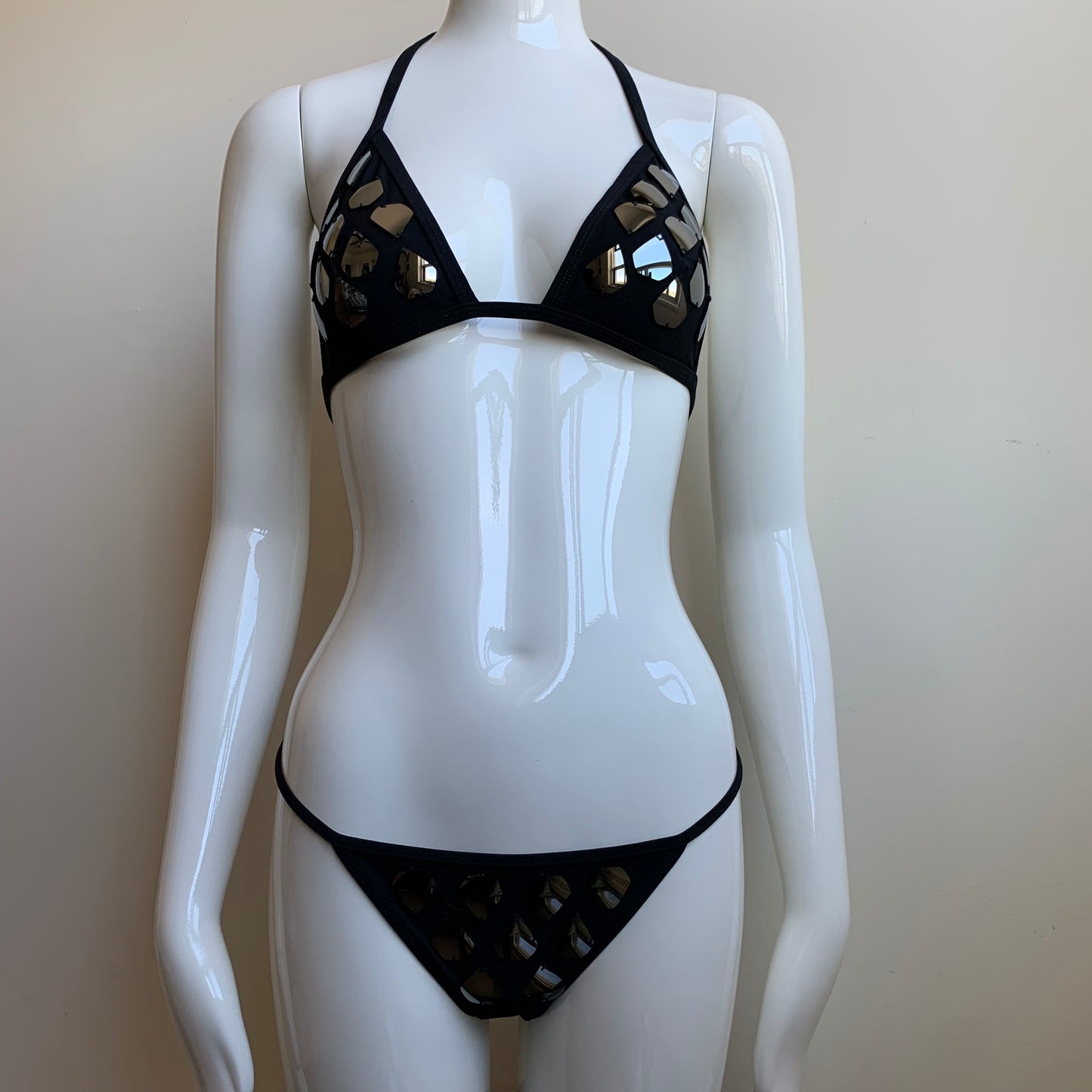 Sauvage California black shattered mirror luxury bikini set