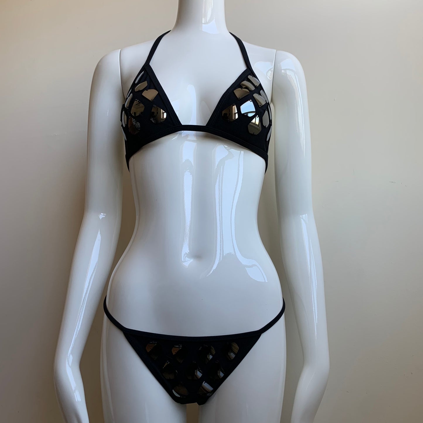 Sauvage California black shattered mirror luxury bikini set