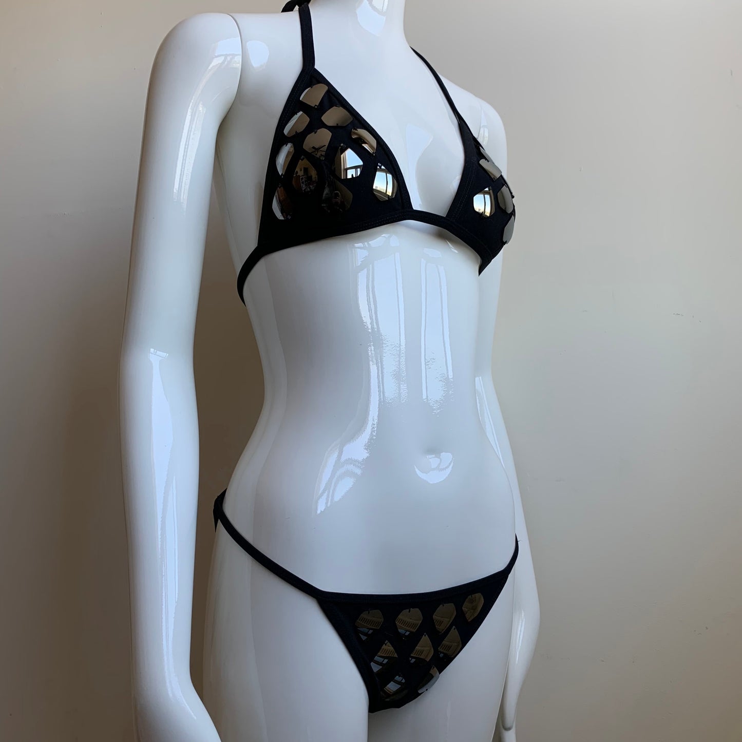 Sauvage California black shattered mirror luxury bikini set