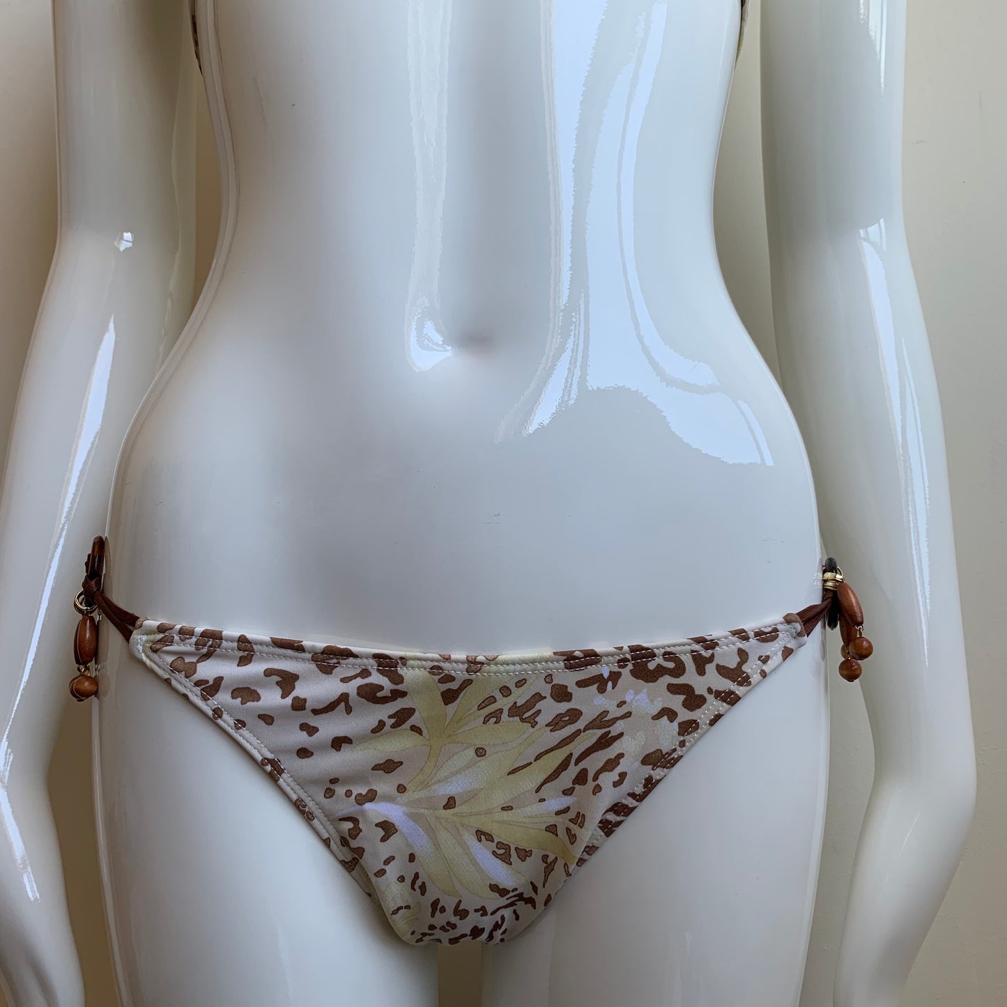 Sauvage California cream beige triangle top beaded side bikini