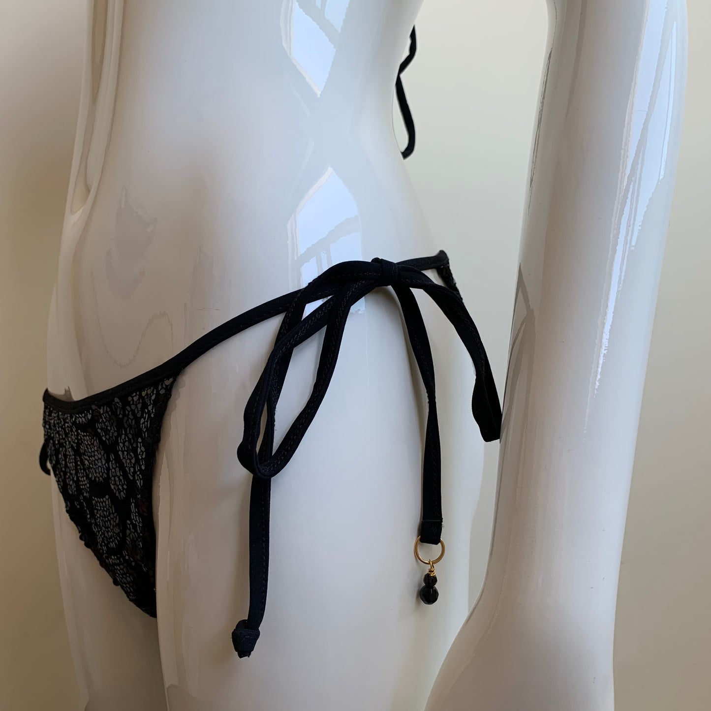 Sauvage Luxe black sequin triangle top tie side bikini