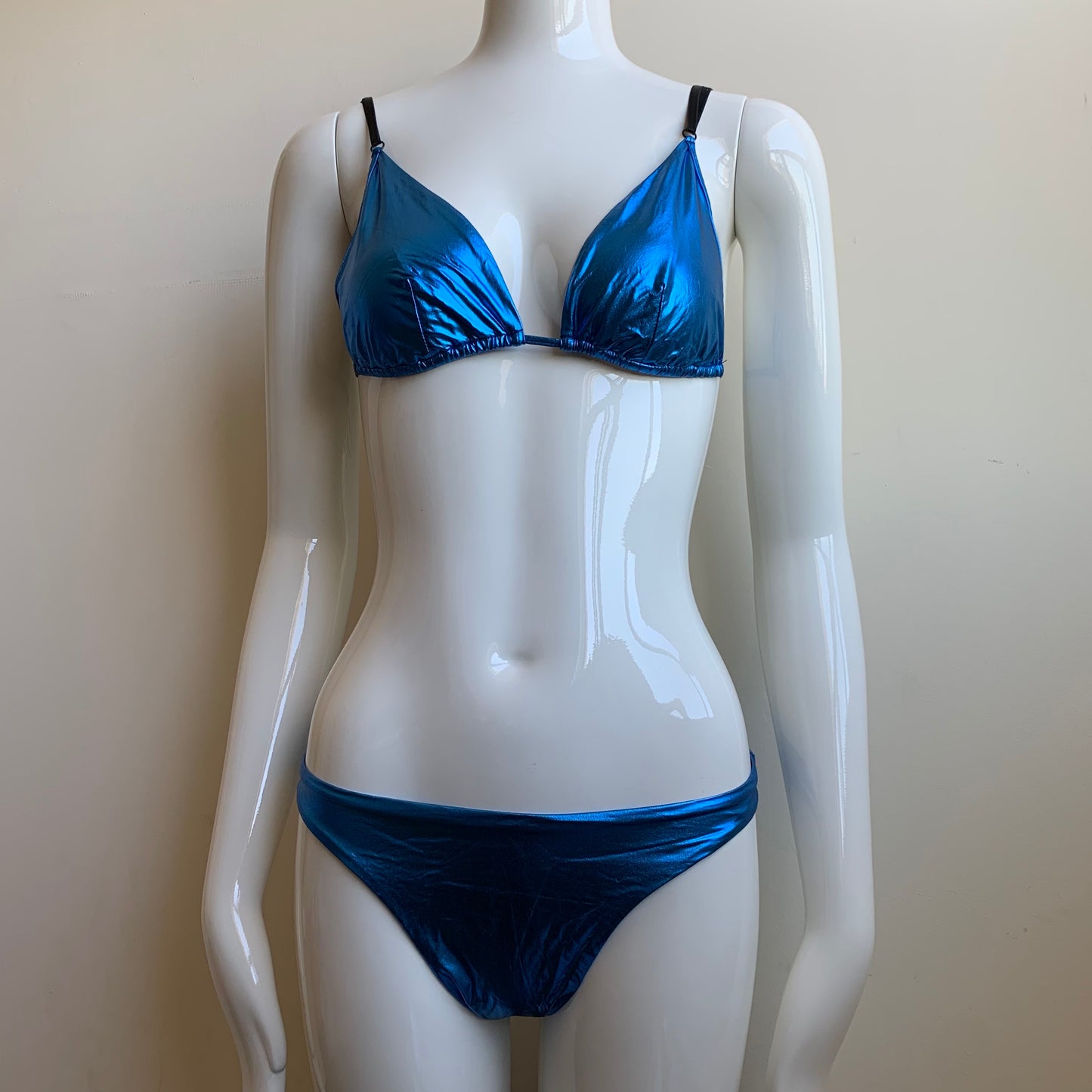 Sauvage California Blue foil metallic triangle bikini set