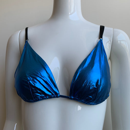 Sauvage California Blue foil metallic triangle bikini set