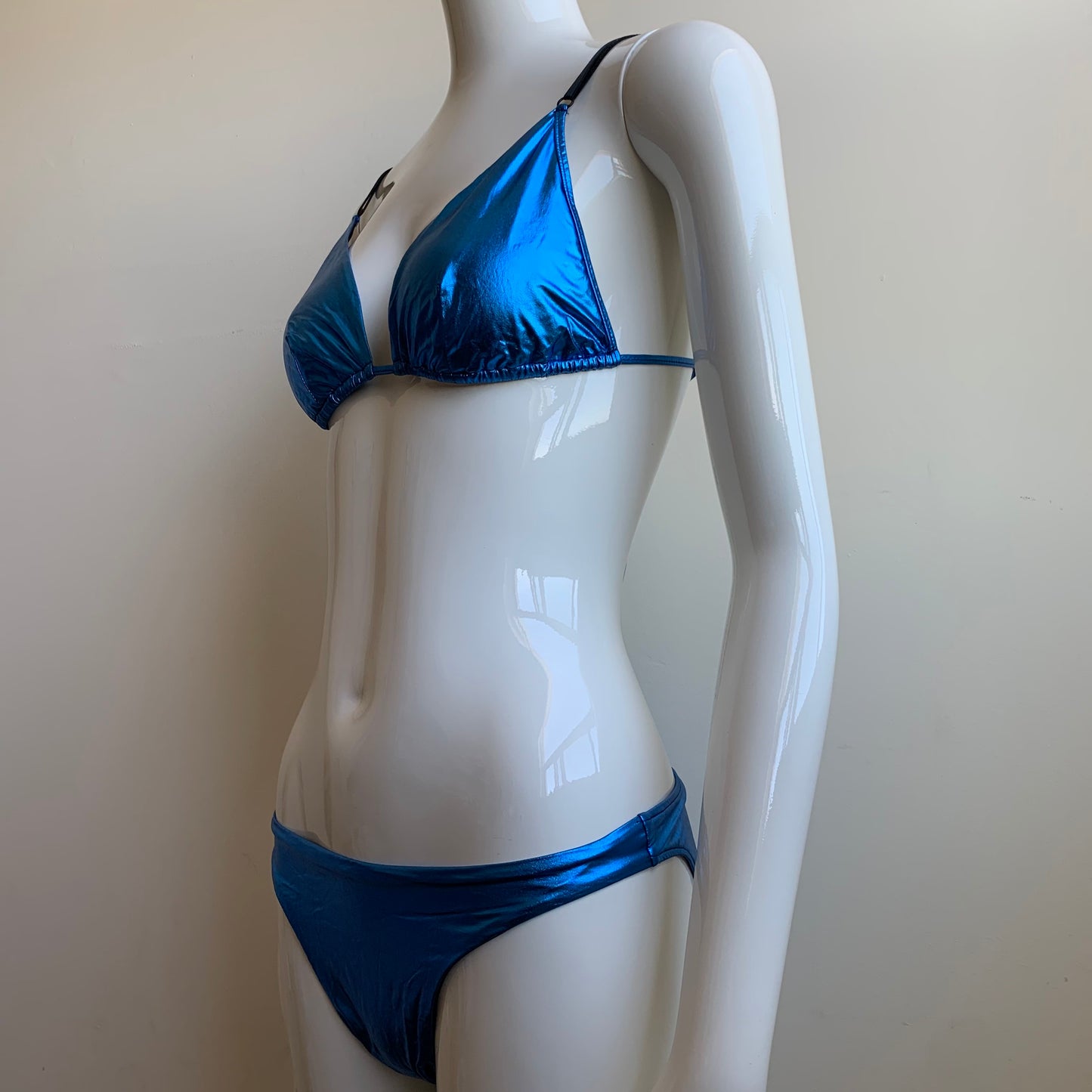 Sauvage California Blue foil metallic triangle bikini set