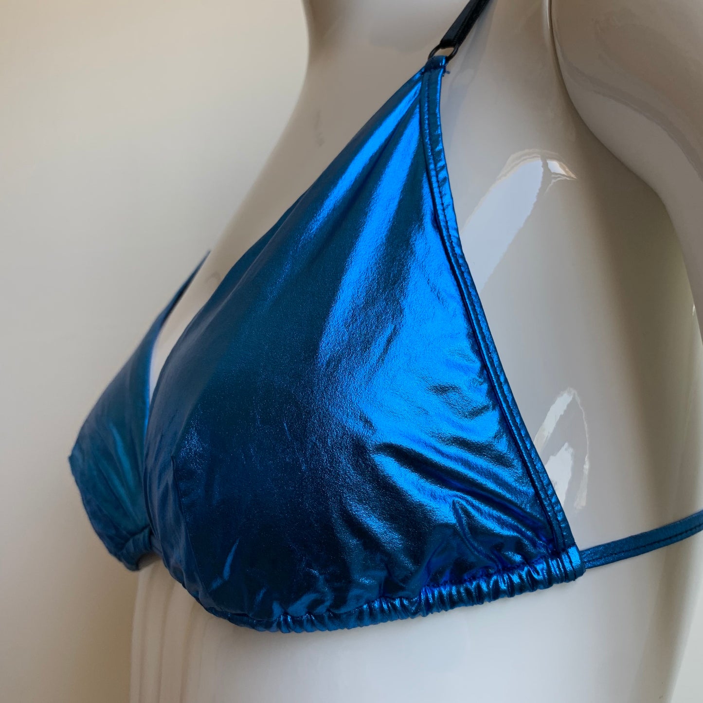 Sauvage California Blue foil metallic triangle bikini set