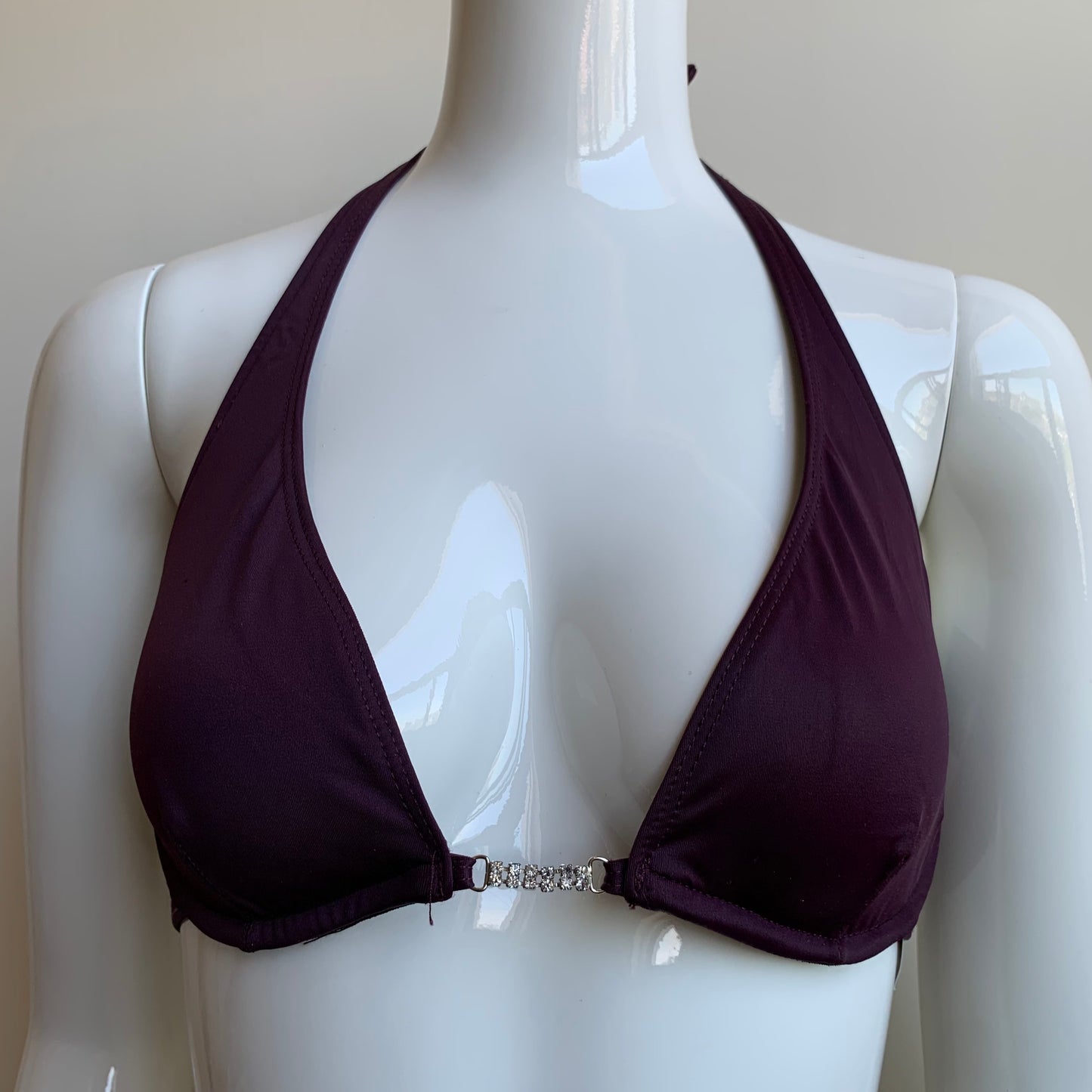 Sauvage california plum wine burgandy halter underwire Swarovski side bikini
