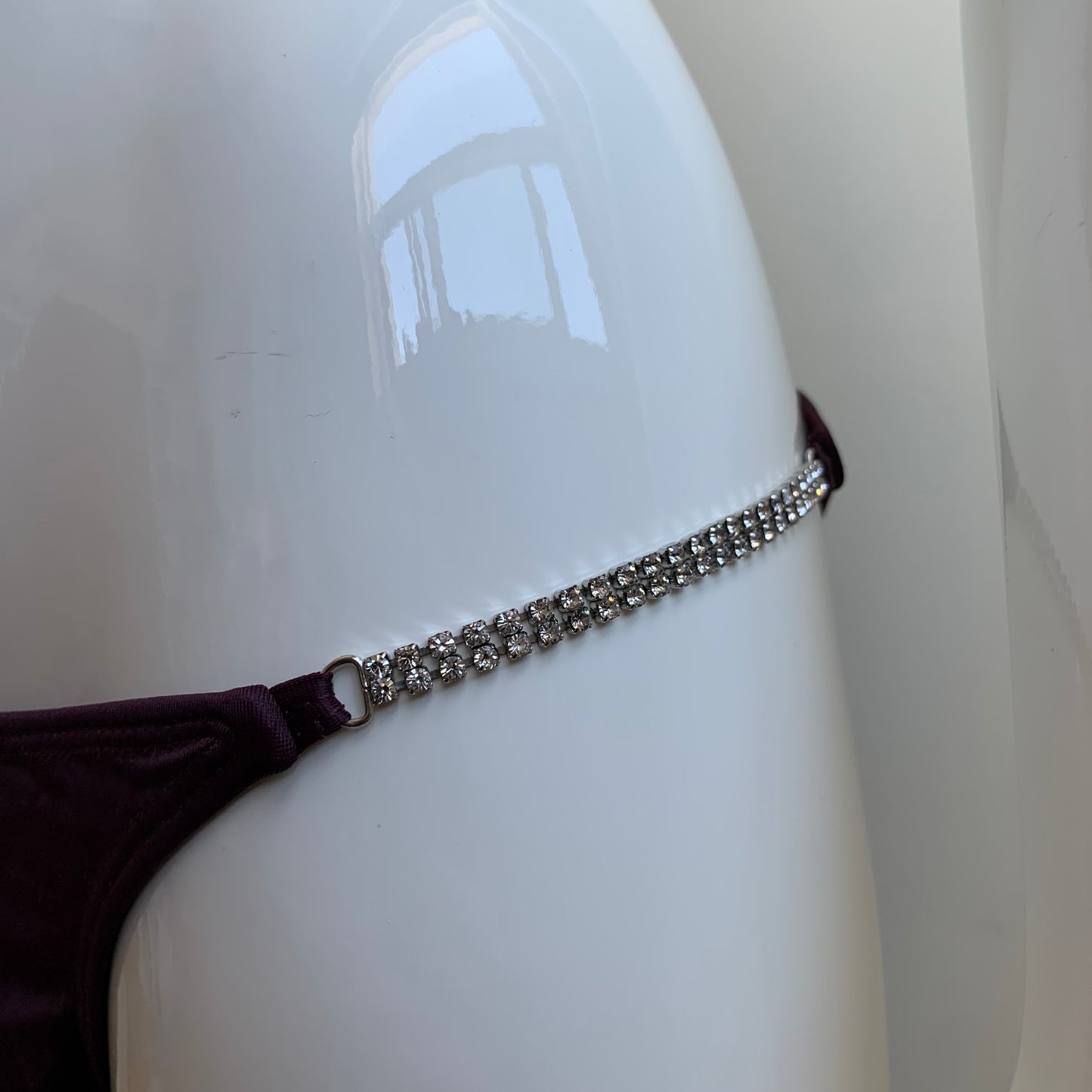Sauvage california plum wine burgandy halter underwire Swarovski side bikini