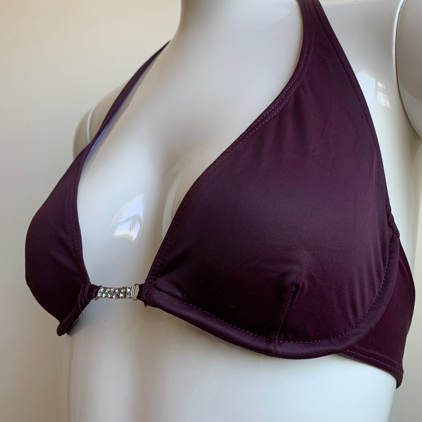 Sauvage california plum wine burgandy halter underwire Swarovski side bikini