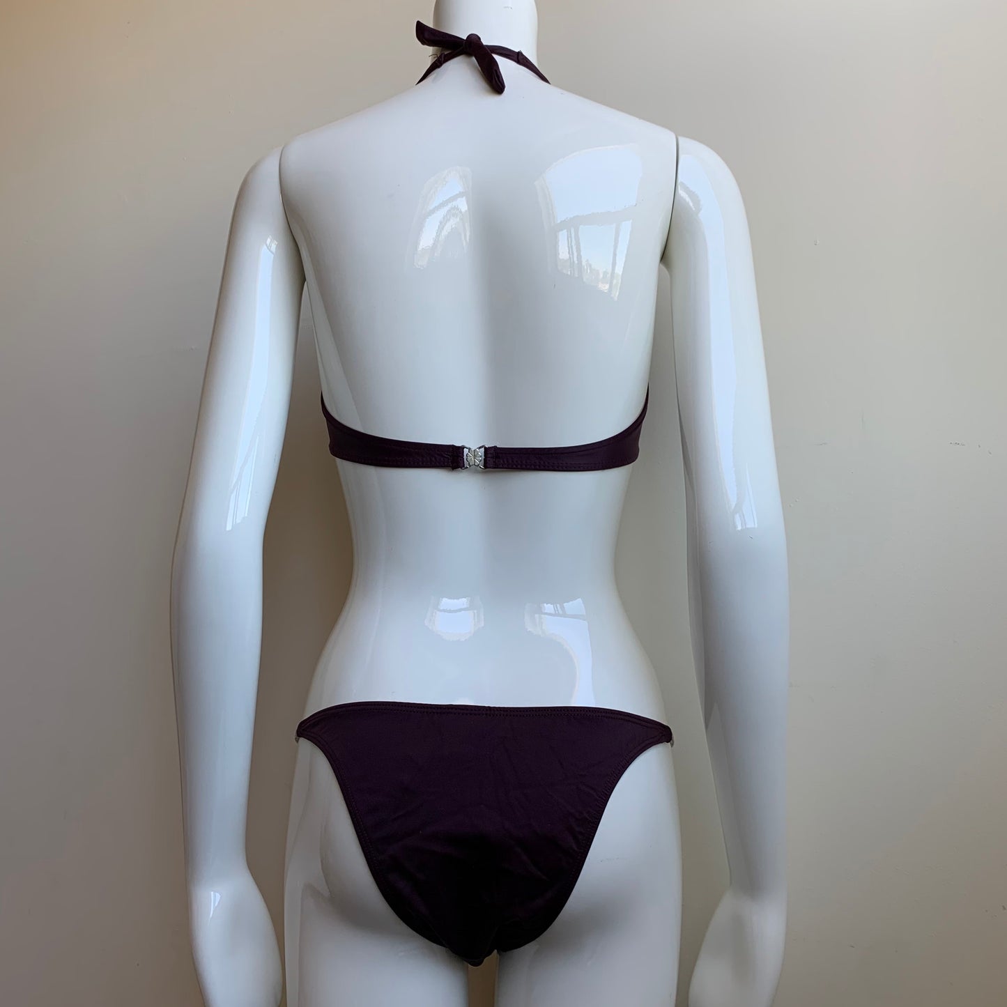 Sauvage california plum wine burgandy halter underwire Swarovski side bikini