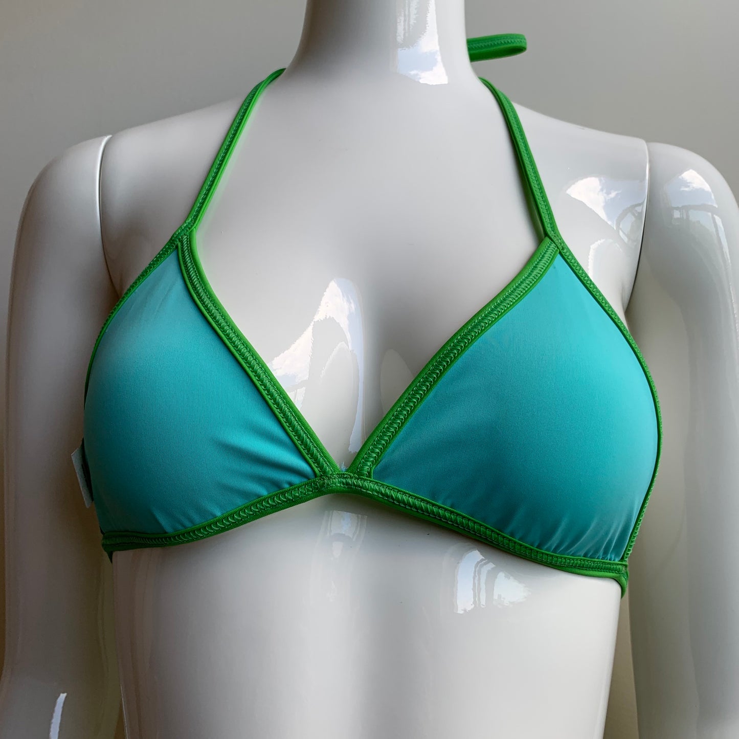 Aaron Chang Vintage Green reversible aqua triangle top tie side Bikini