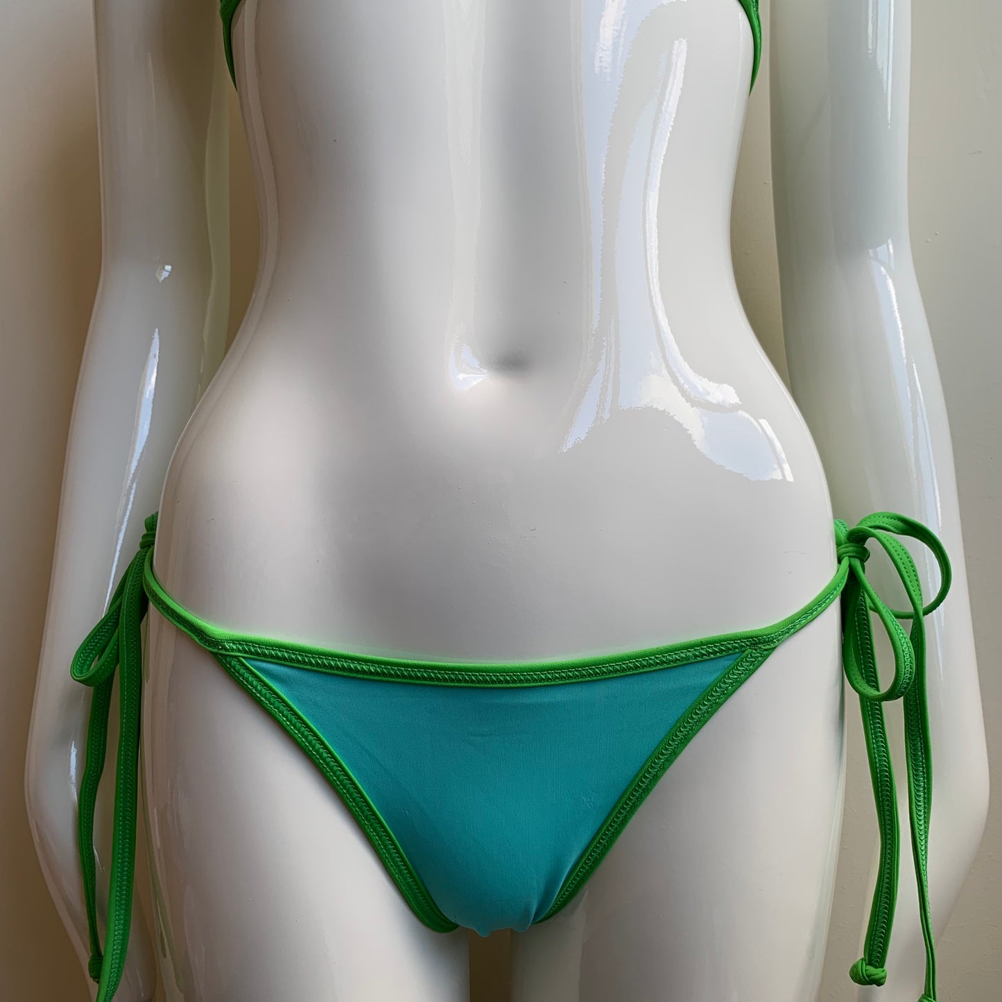 Aaron Chang Vintage Green reversible aqua triangle top tie side Bikini
