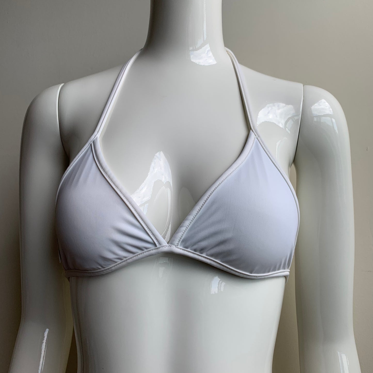 Aaron Chang plumeria blue reversible bikini triangle top tie side