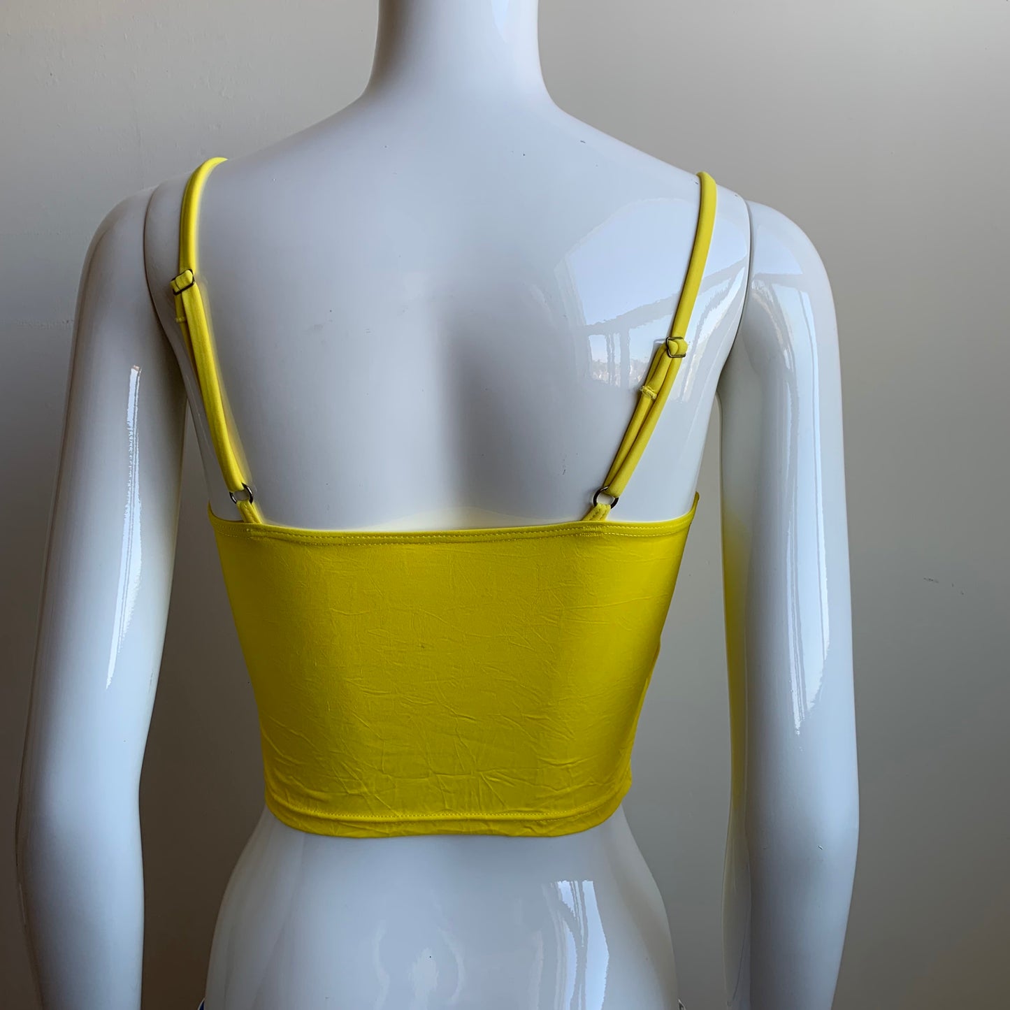 Playboy Swimwear yellow swim studded logo bunny swimsuit bikini tankini top