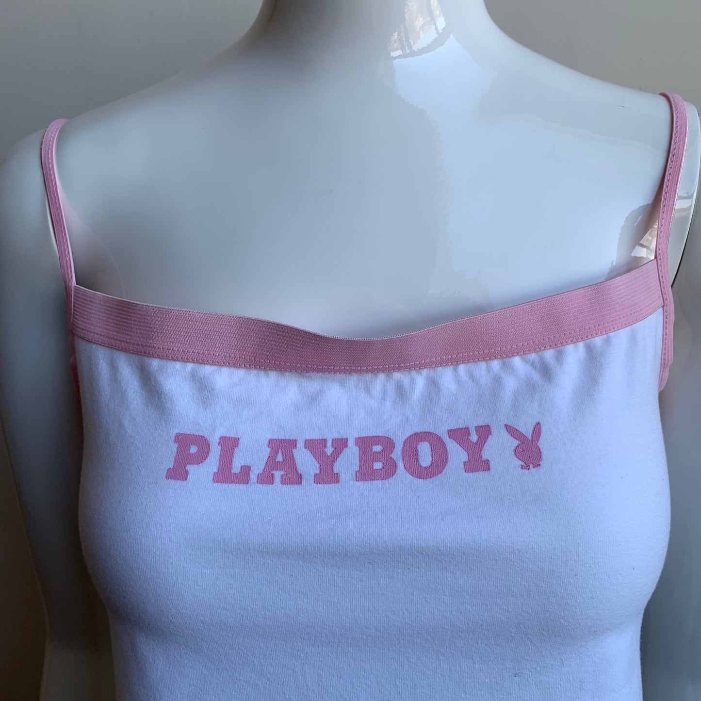 Playboy Lingerie pink & white logo printed camisole cami tank top