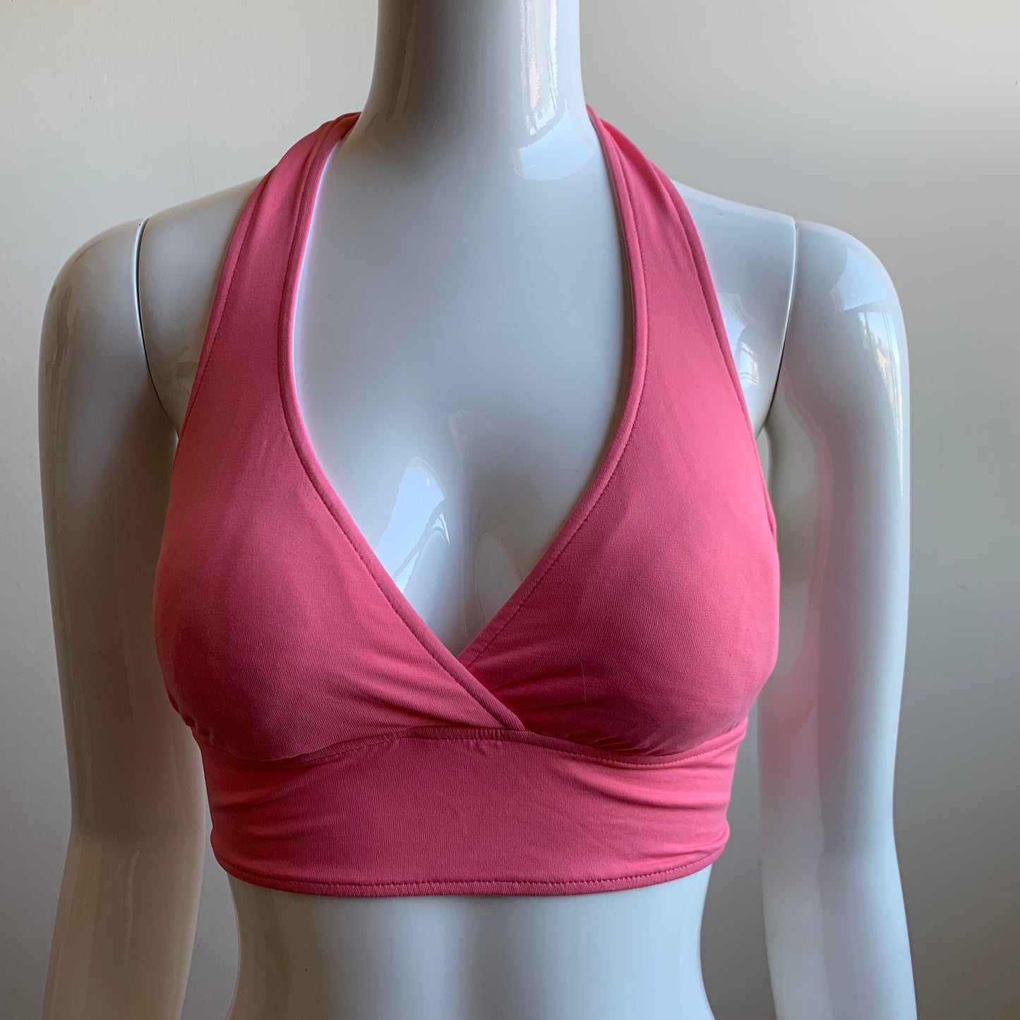 Anne Cole Marilyn Coral Pink Banded Halter full coverage bikini top