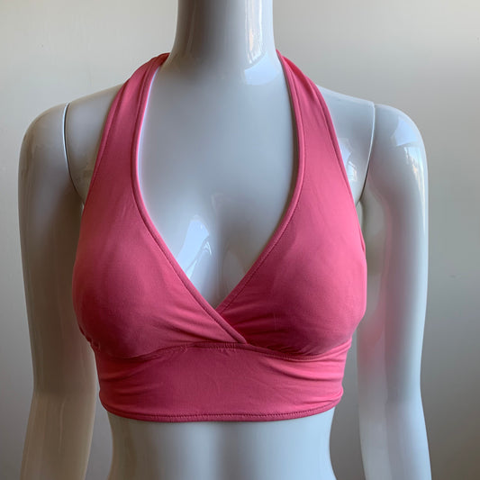Anne Cole Marilyn Coral Pink Banded Halter full coverage bikini top