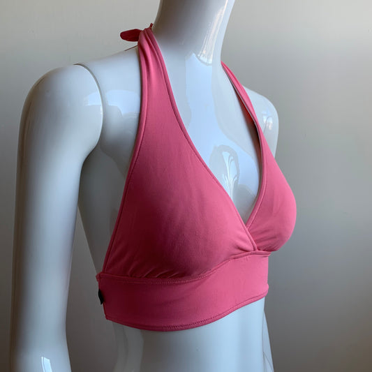 Anne Cole Marilyn Coral Pink Banded Halter full coverage bikini top