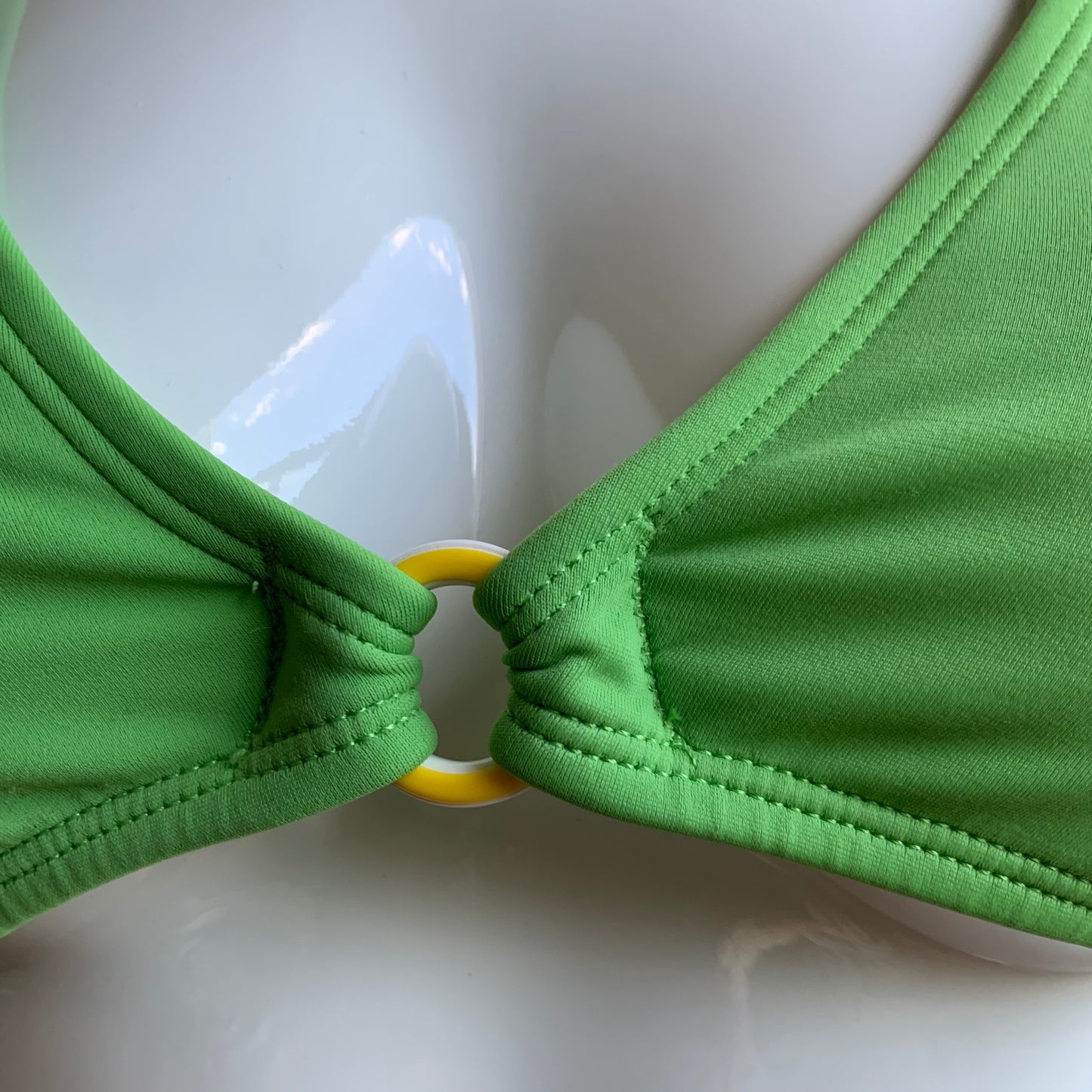 Billabong Bikini solid green ring halter top Swimsuit