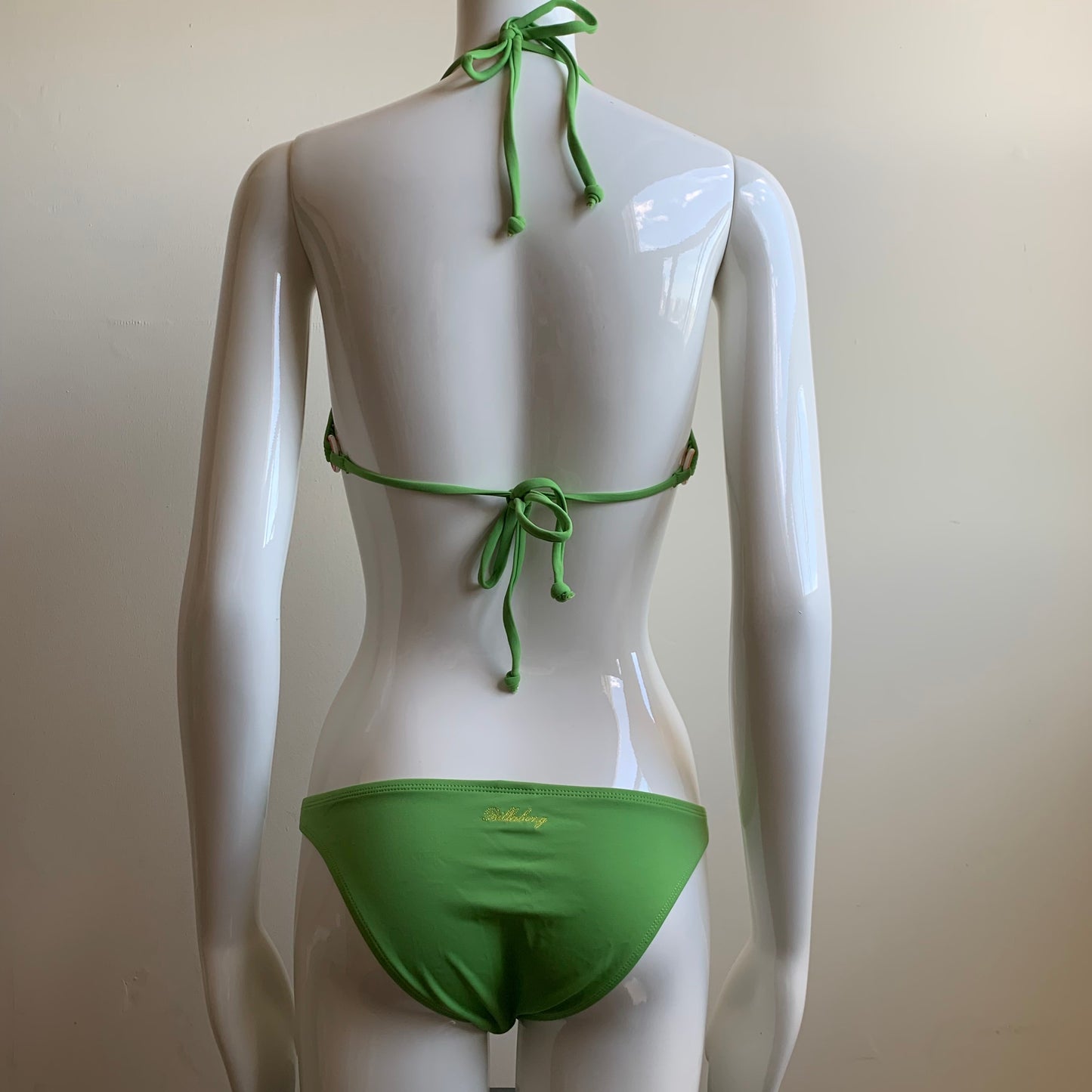 Billabong Bikini solid green ring halter top Swimsuit