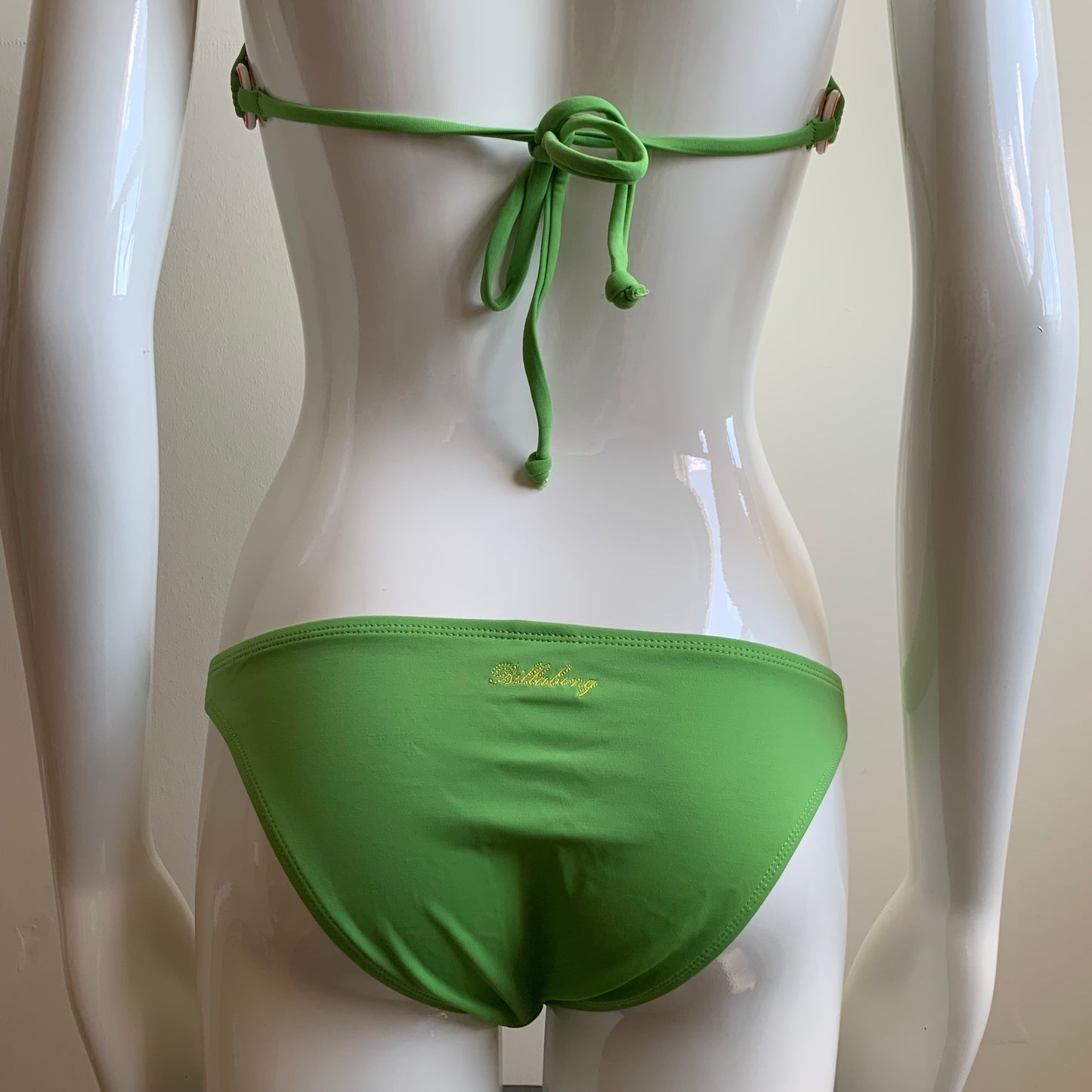Billabong Bikini solid green ring halter top Swimsuit