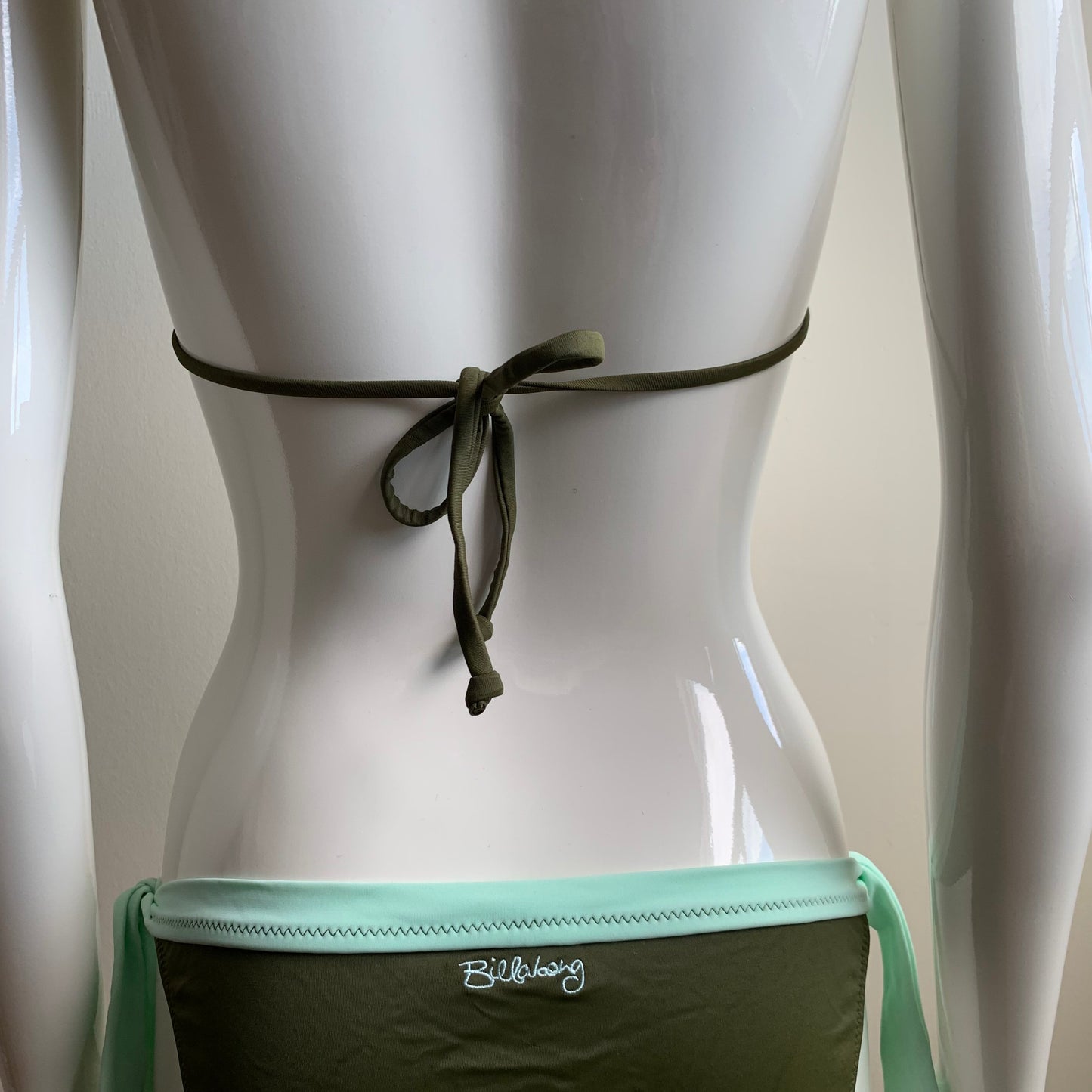 Billabong Bikini solid olive & mint green halter top swimsuit
