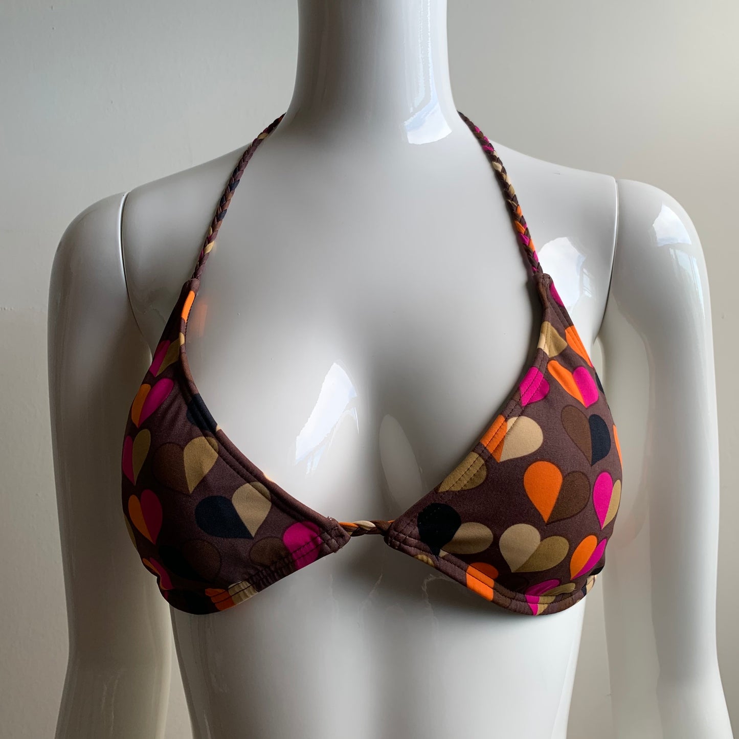 Billabong Bikinimsurf brown & orange hearts braided halter Swimsuit