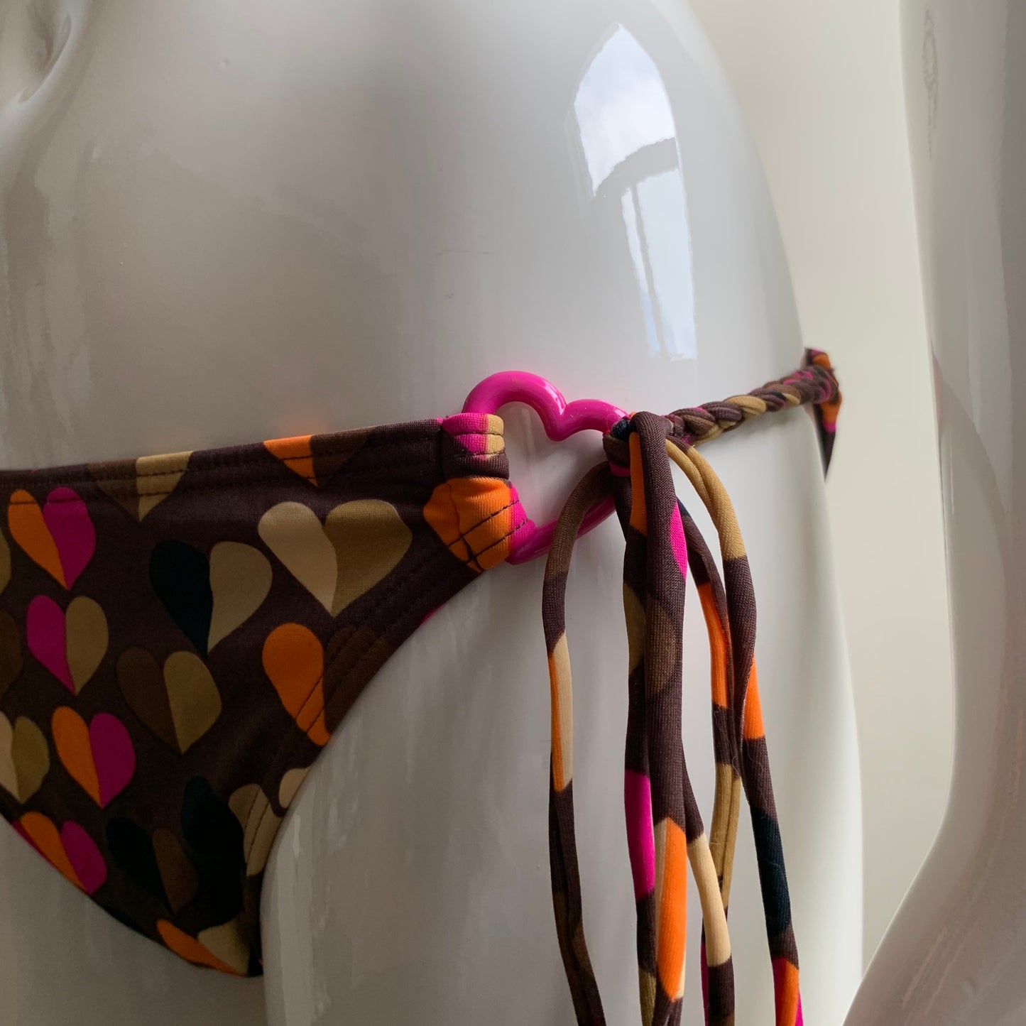 Billabong Bikinimsurf brown & orange hearts braided halter Swimsuit