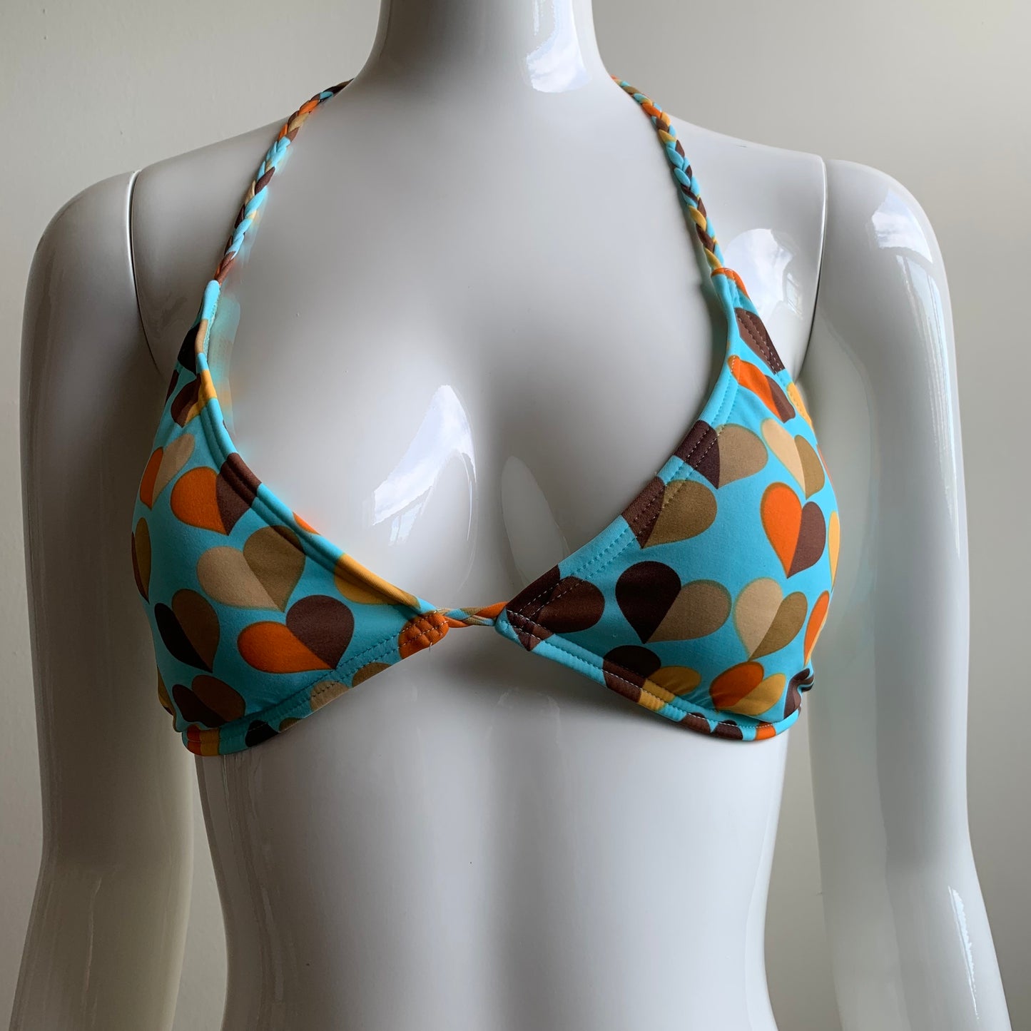 Billabong Bikini surf aqua blue heart braided halter swimsuit