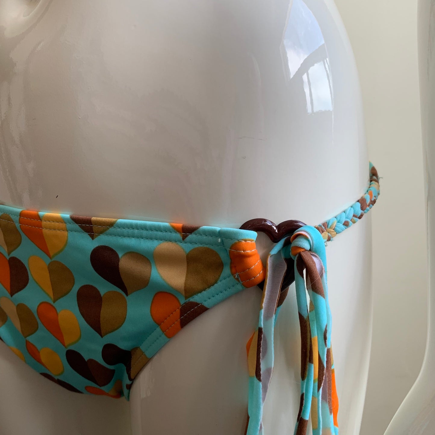 Billabong Bikini surf aqua blue heart braided halter swimsuit
