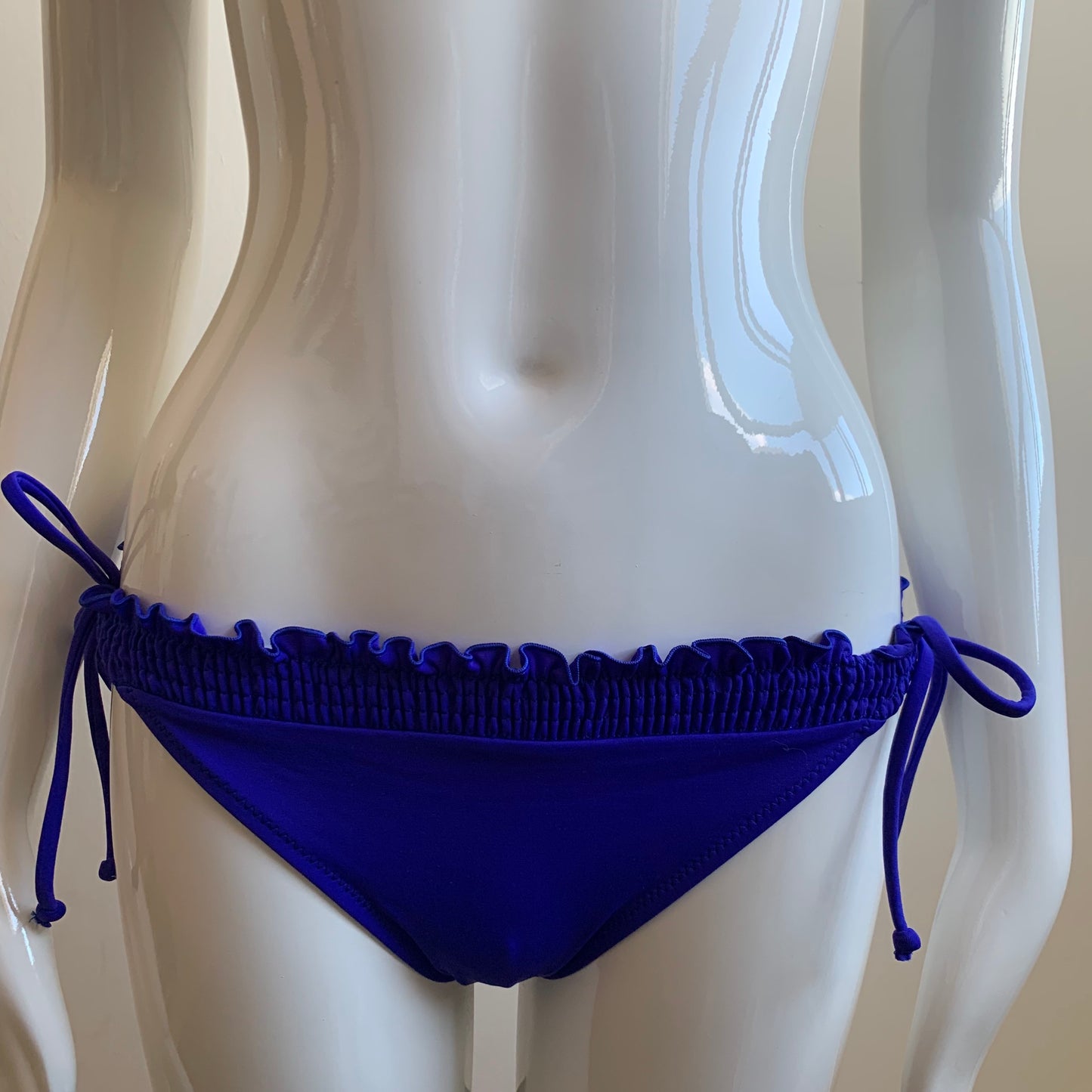 billabong bikini solid deep blue ruffle top swimsuit