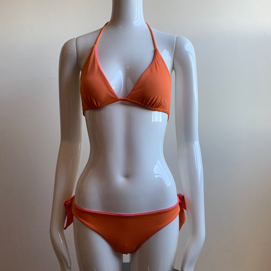 Guess pink & orange solid reversible bikini