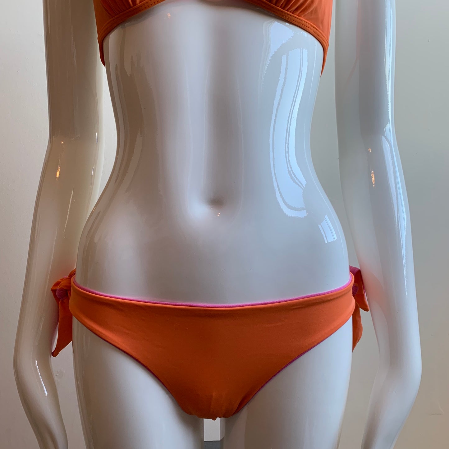 Guess pink & orange solid reversible bikini