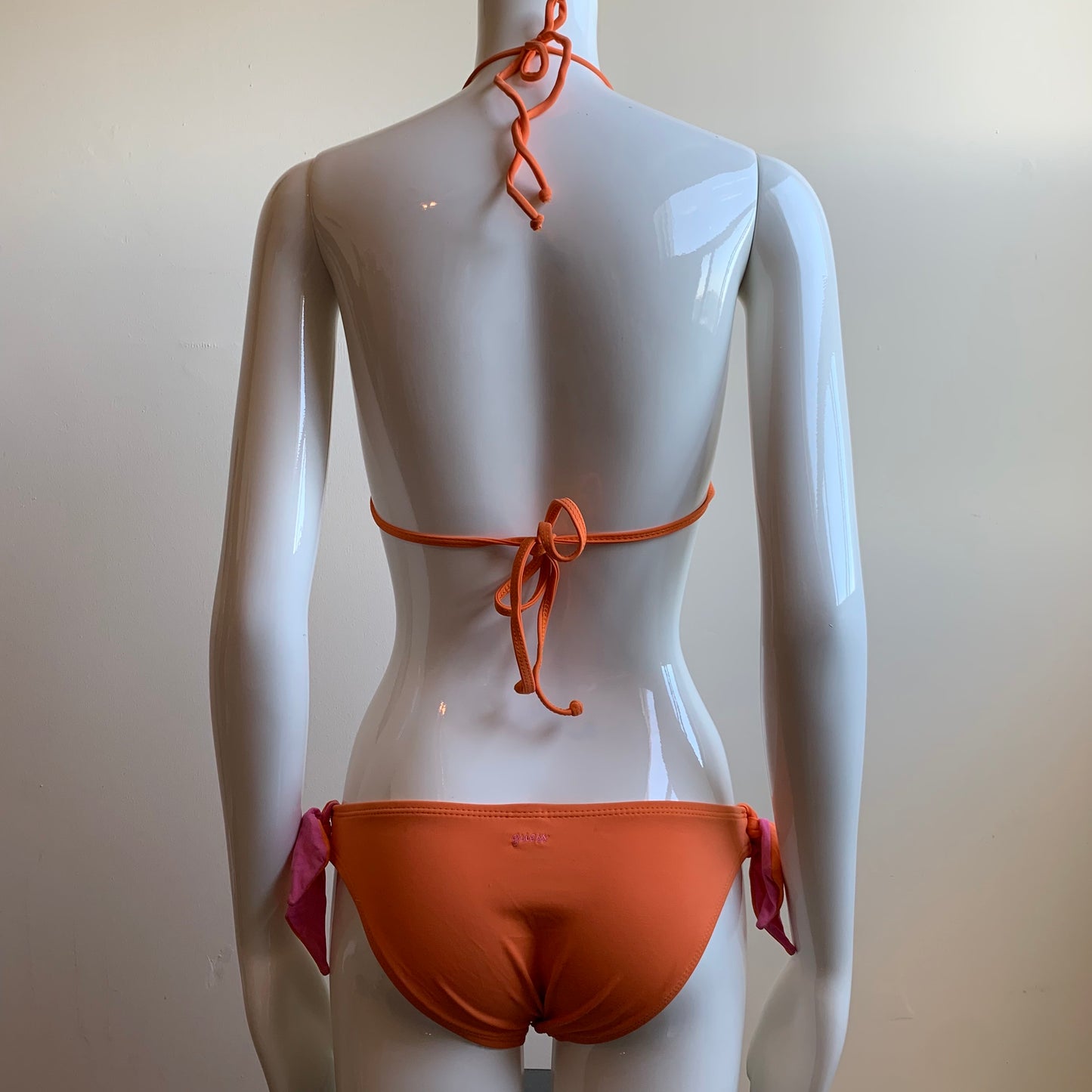 Guess pink & orange solid reversible bikini