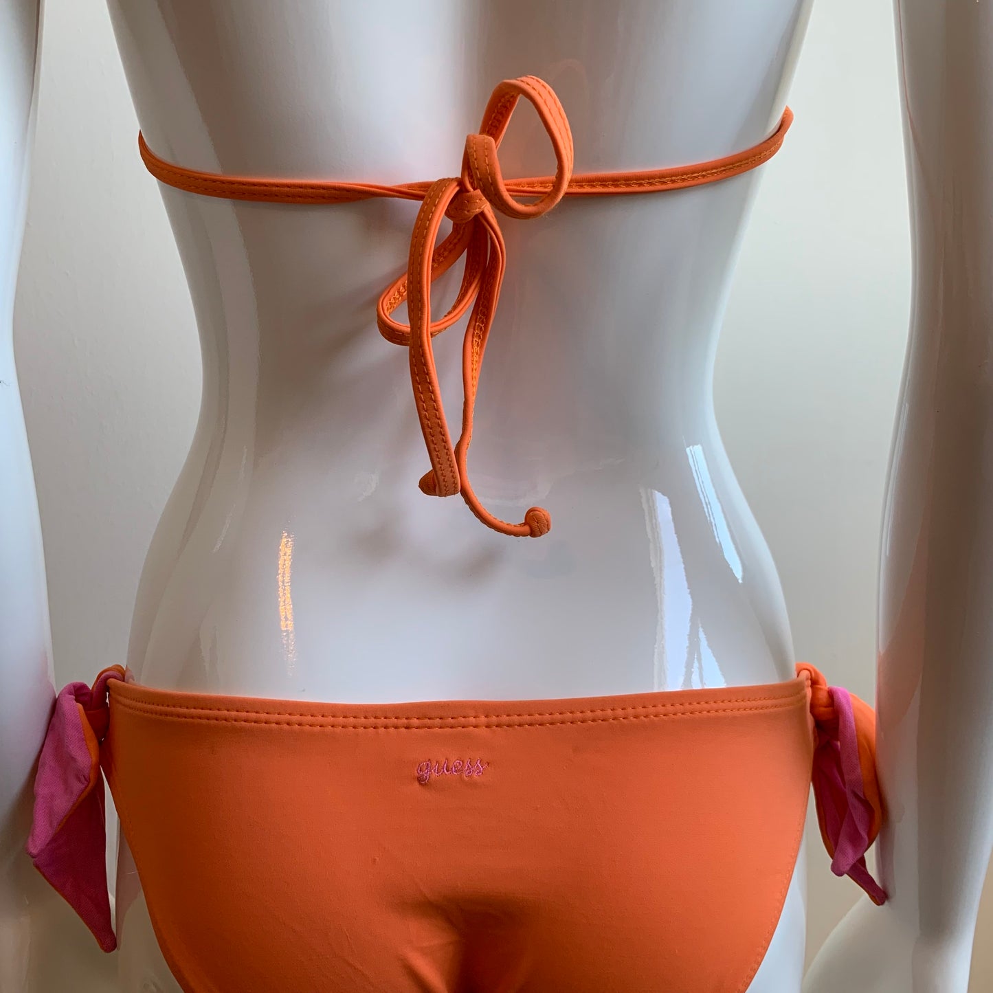 Guess pink & orange solid reversible bikini