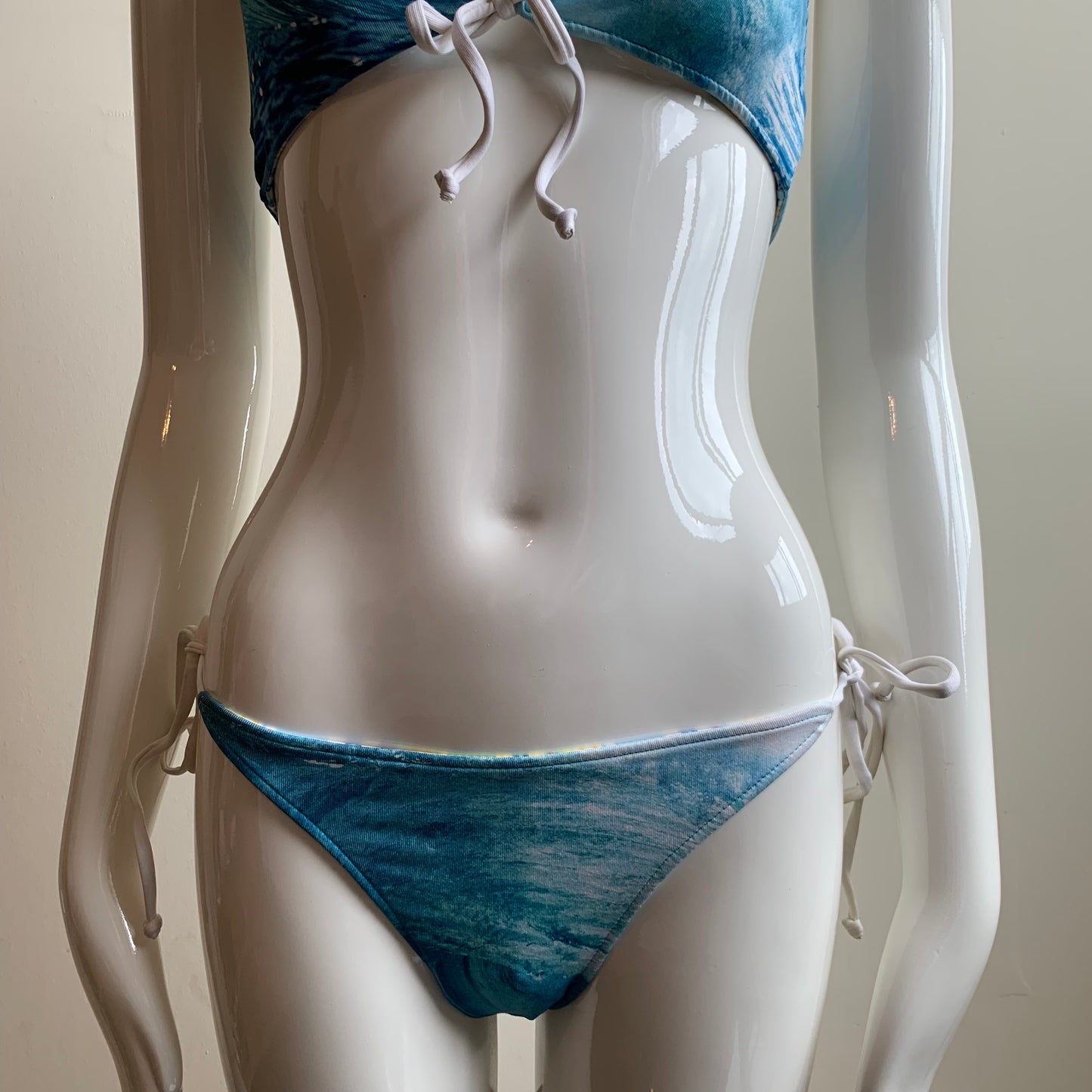 Aaron Chang blue wave reversible to plaid bikini