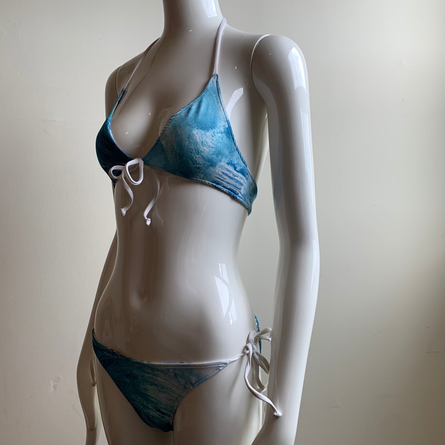 Aaron Chang blue wave reversible to plaid bikini