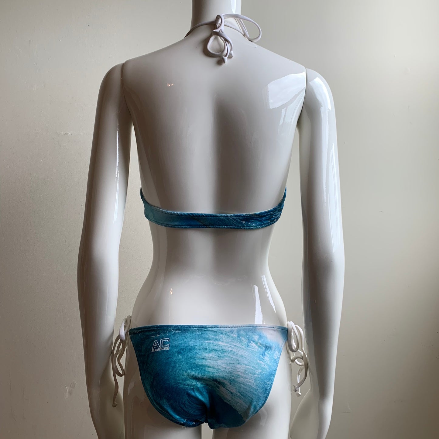 Aaron Chang blue wave reversible to plaid bikini