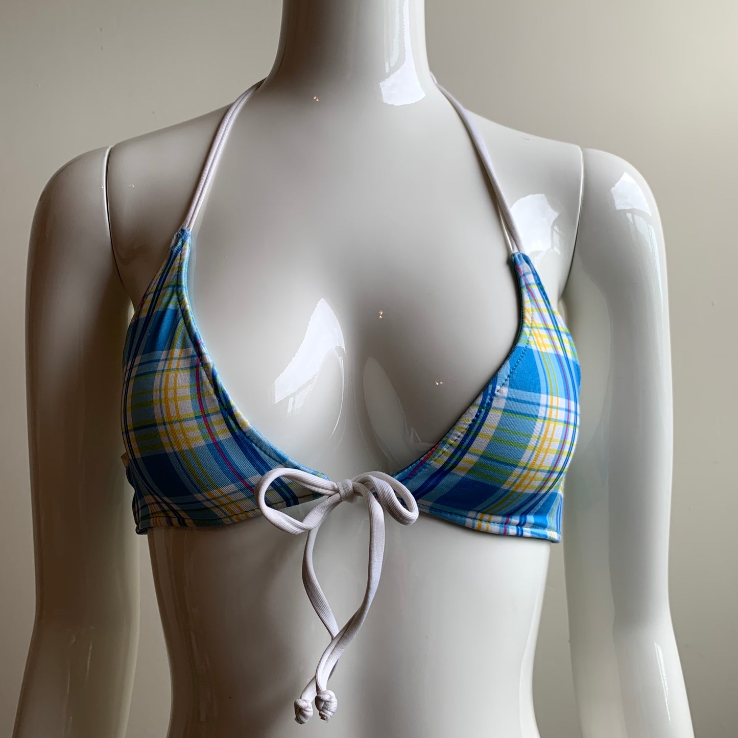 Aaron Chang blue wave reversible to plaid bikini