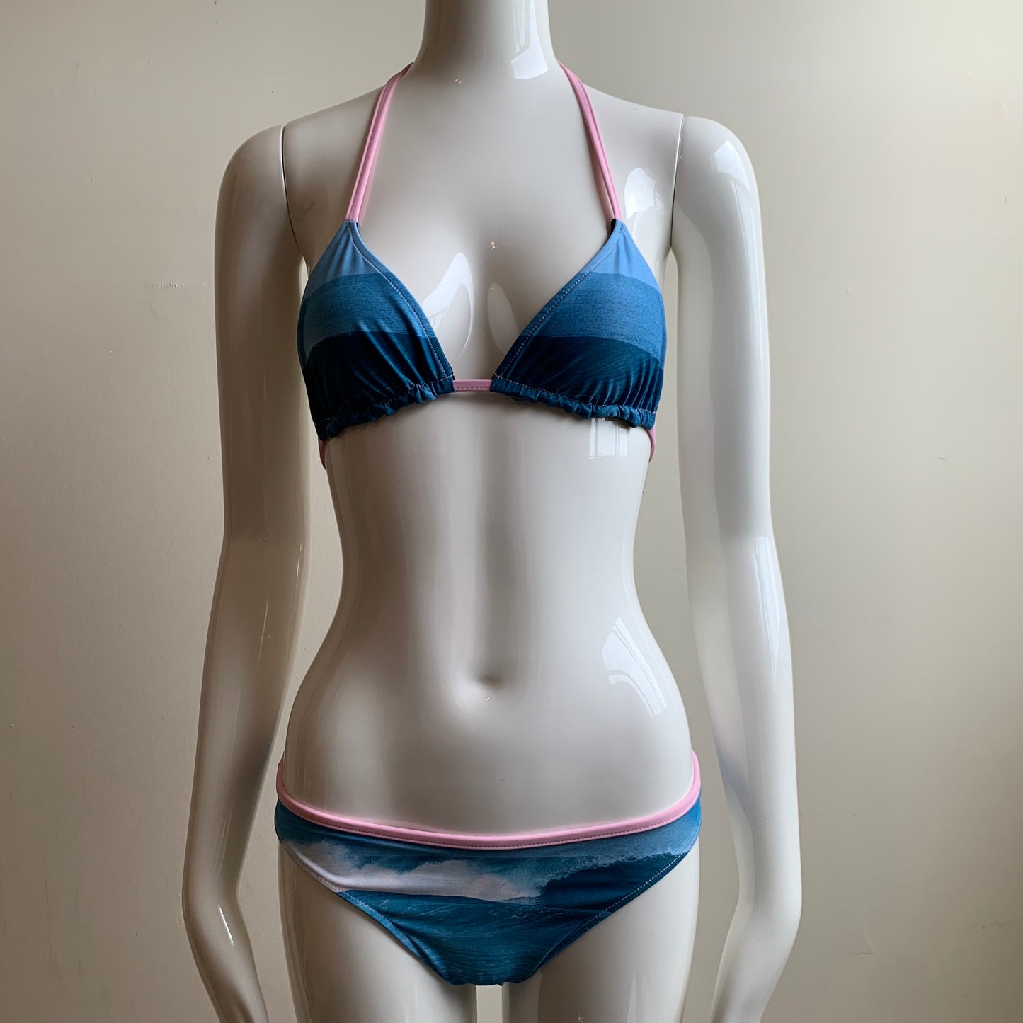Aaron Chang blue & pink wave reversible classic bottom bikini