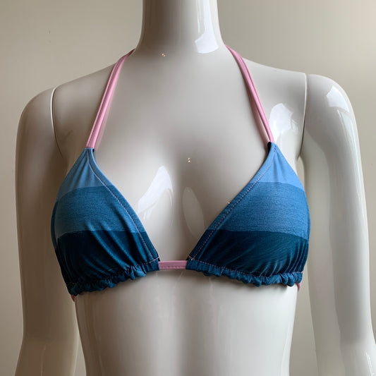 Aaron Chang blue & pink wave reversible classic bottom bikini