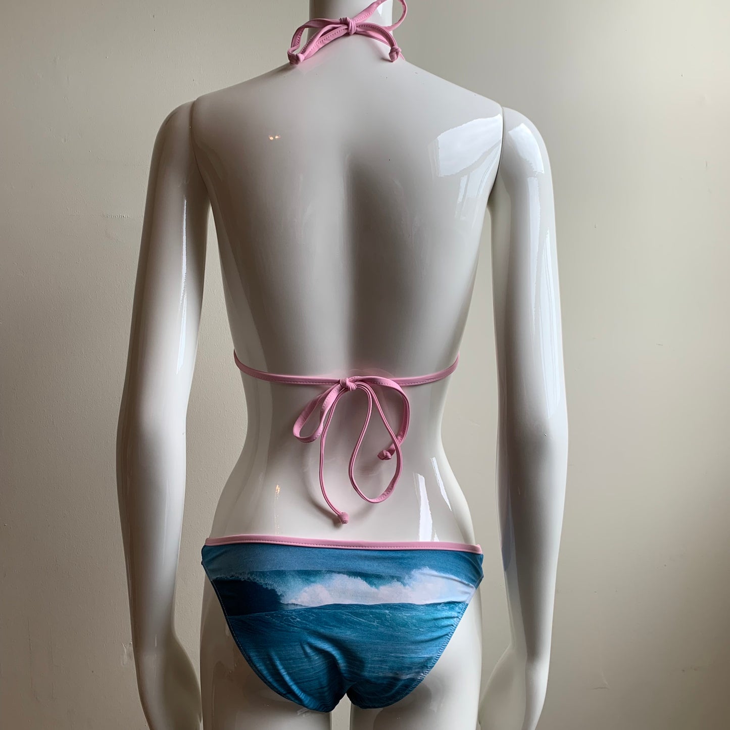 Aaron Chang blue & pink wave reversible classic bottom bikini