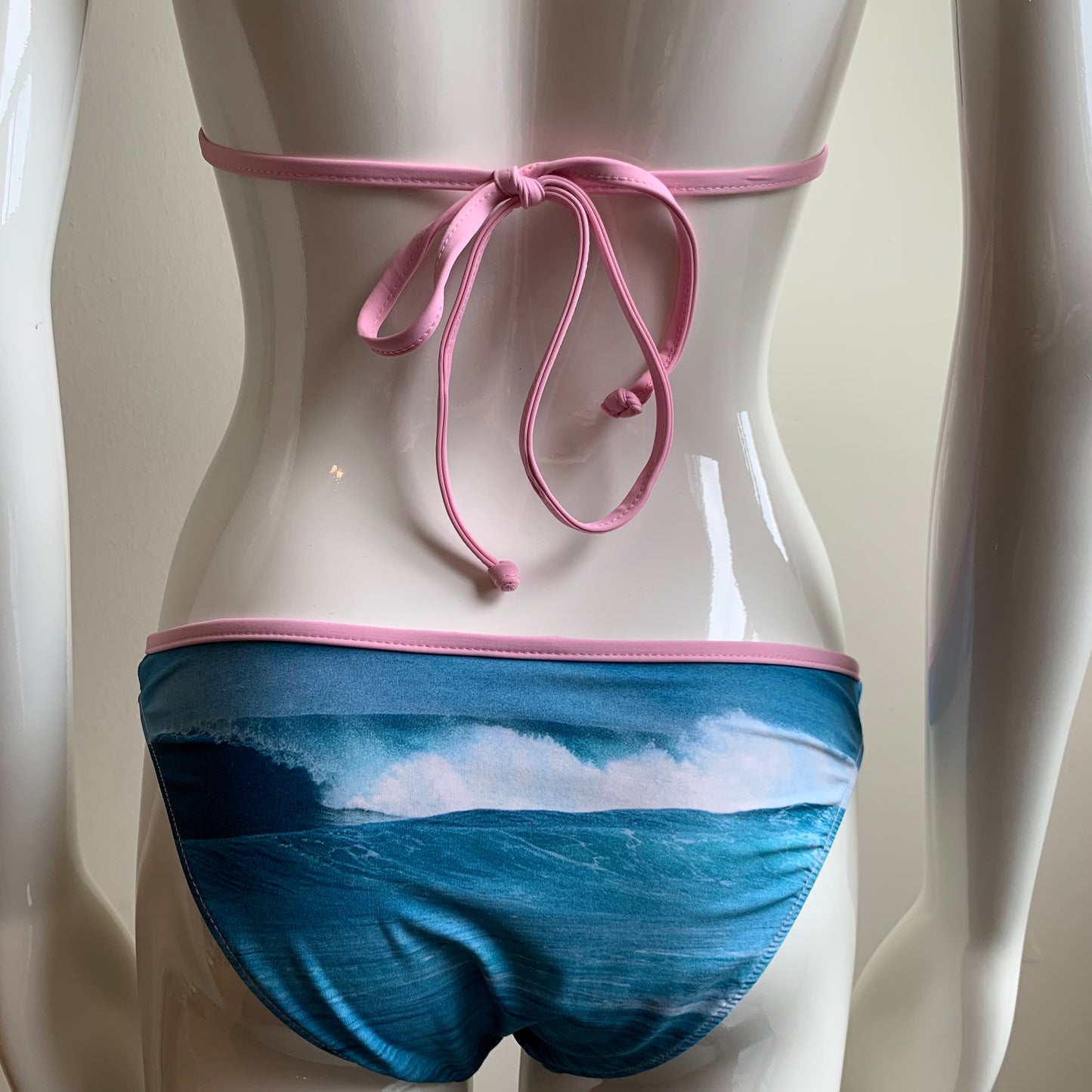 Aaron Chang blue & pink wave reversible classic bottom bikini