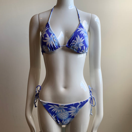 Jag peri blue triangle pineapple triangle top tie side bikini
