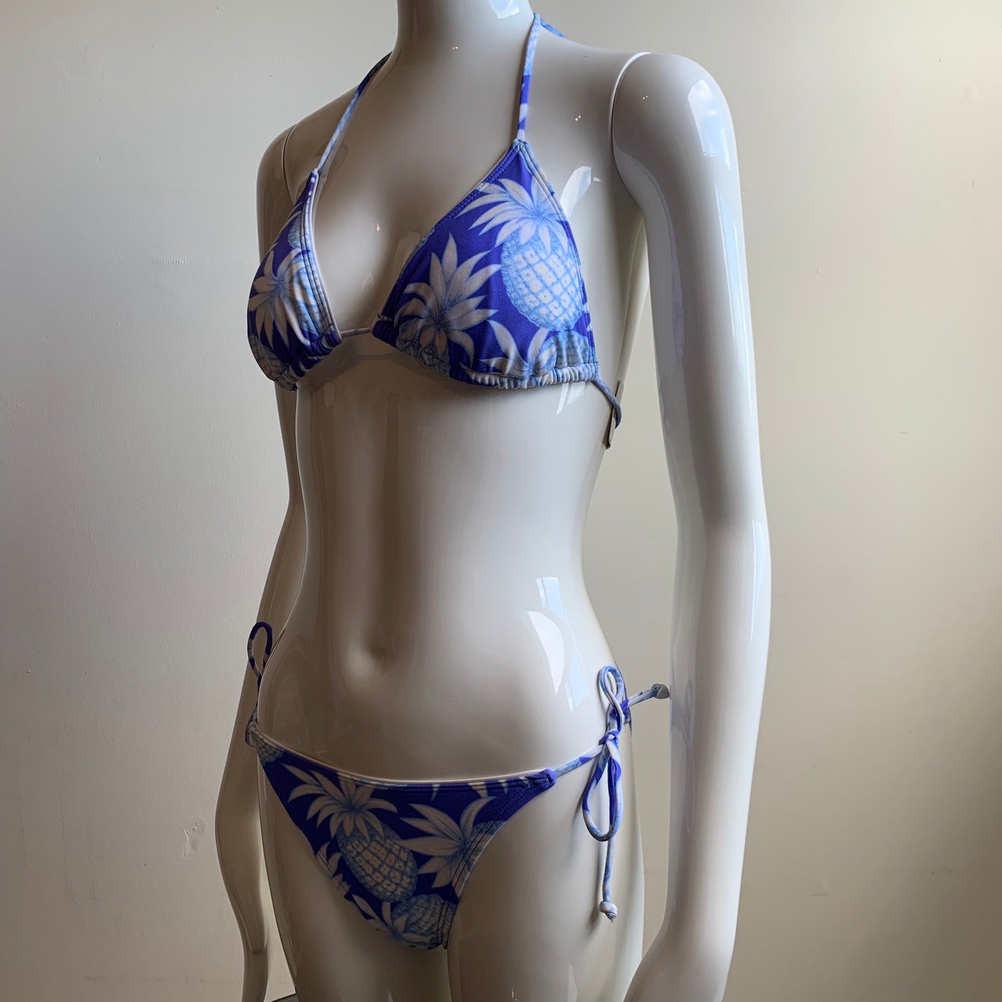 Jag peri blue triangle pineapple triangle top tie side bikini