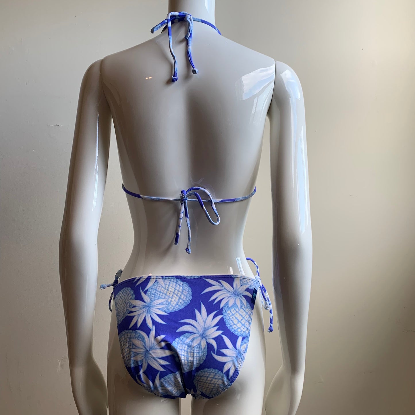 Jag peri blue triangle pineapple triangle top tie side bikini