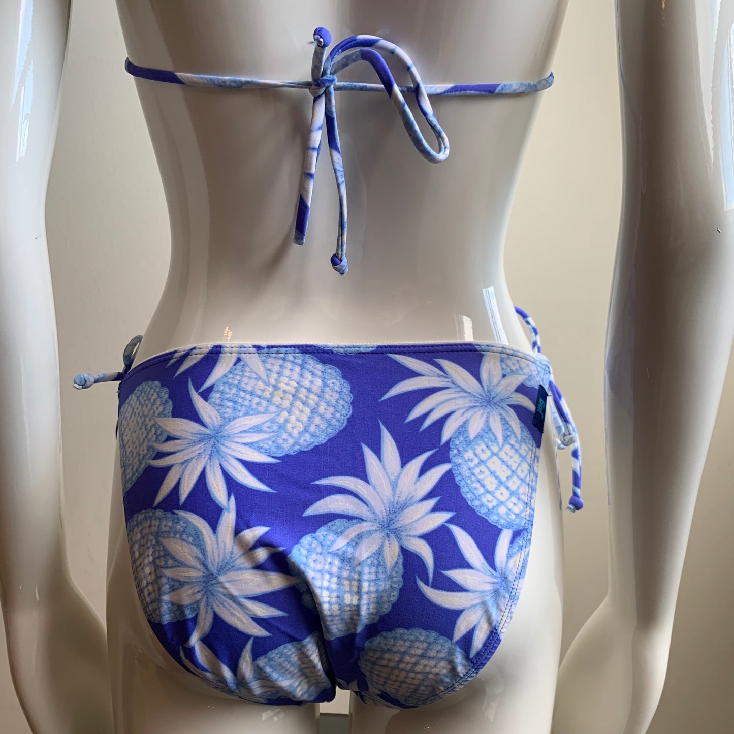 Jag peri blue triangle pineapple triangle top tie side bikini
