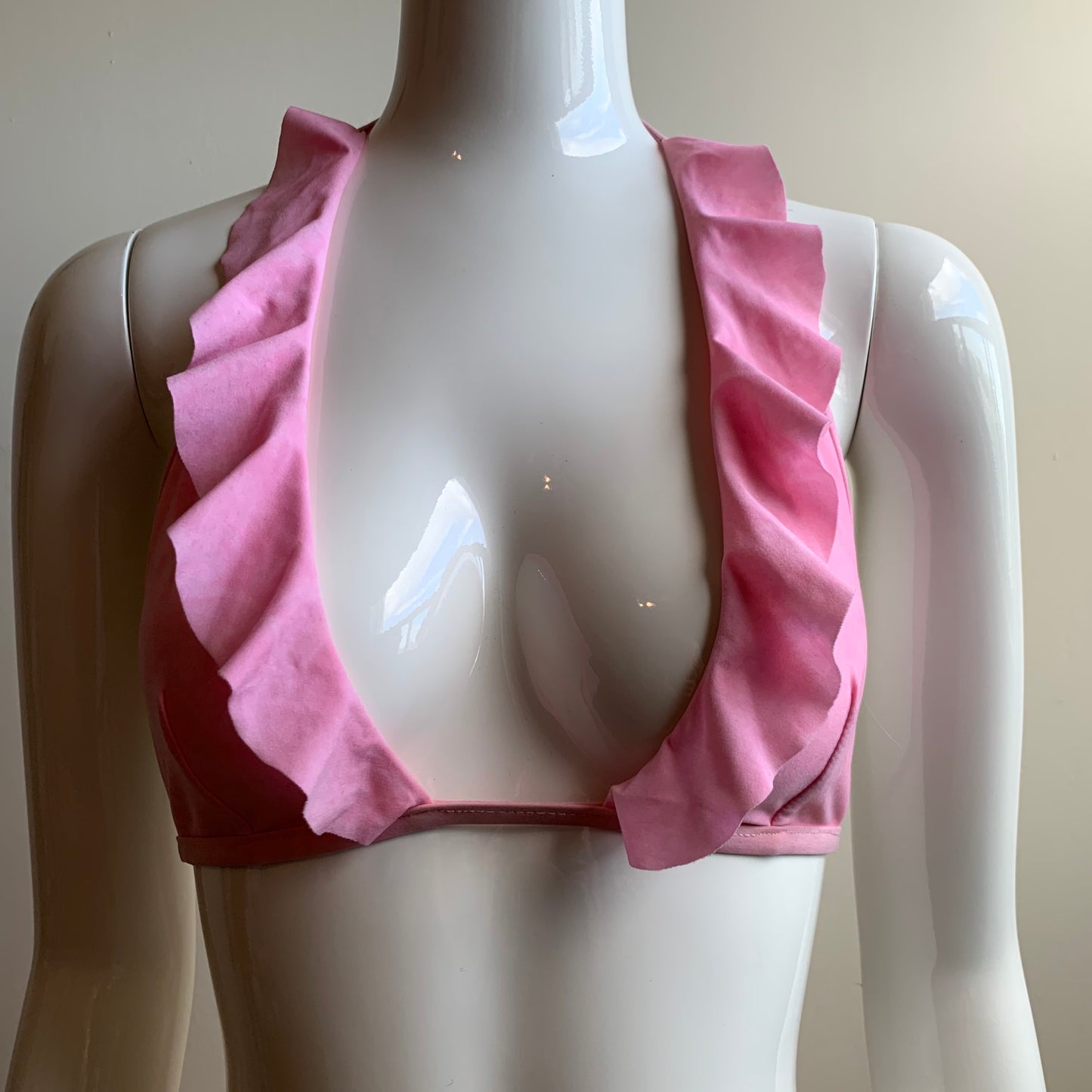 Sauvage pink suede ruffle bikini