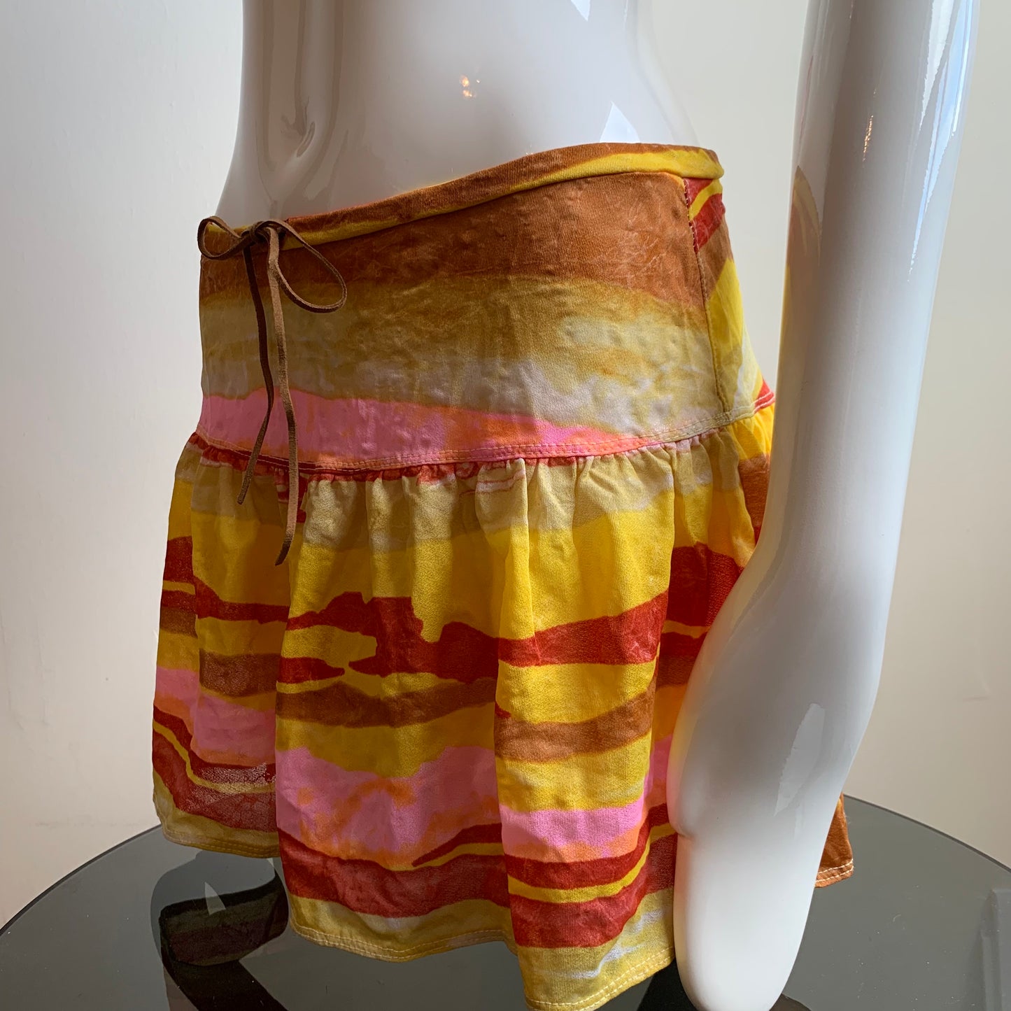Sauvage california brown & pink pull on swim cover up skirt small