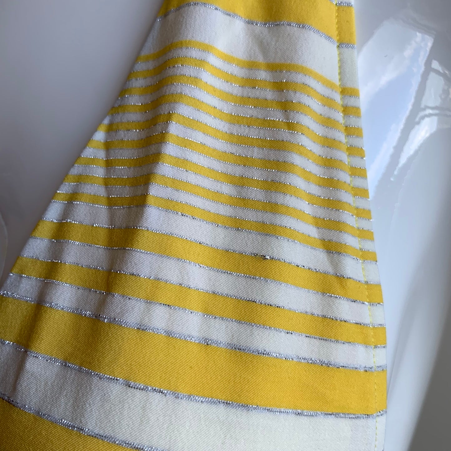 Sauvage yellow silver striped foil lace up bikini